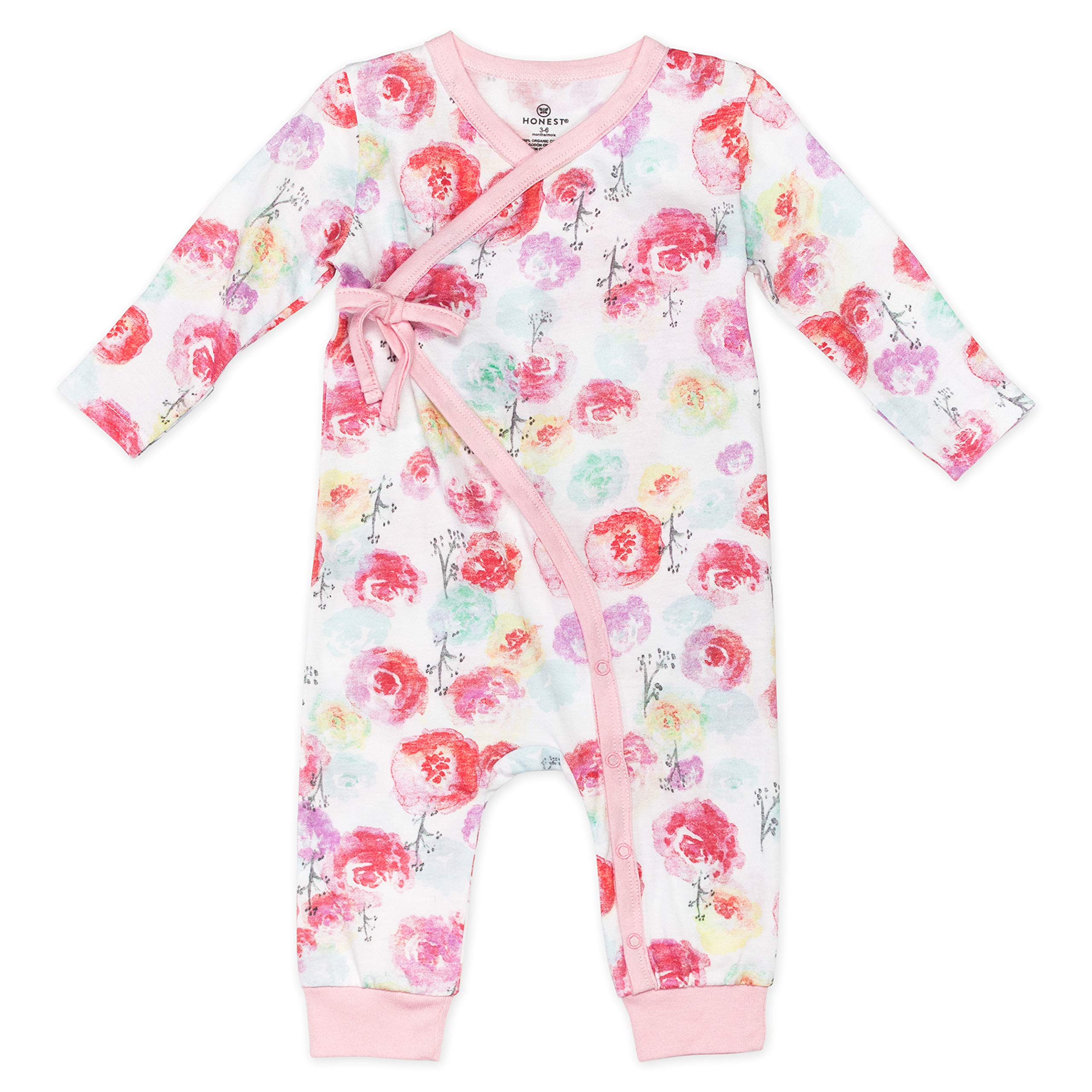 HonestBaby Unisex Baby Kimono Coverall - 100% Organic Cotton, Soft & Breathable for Newborns & Infants - Perfect for Sleepwear, Playtime & Everyday Comfort