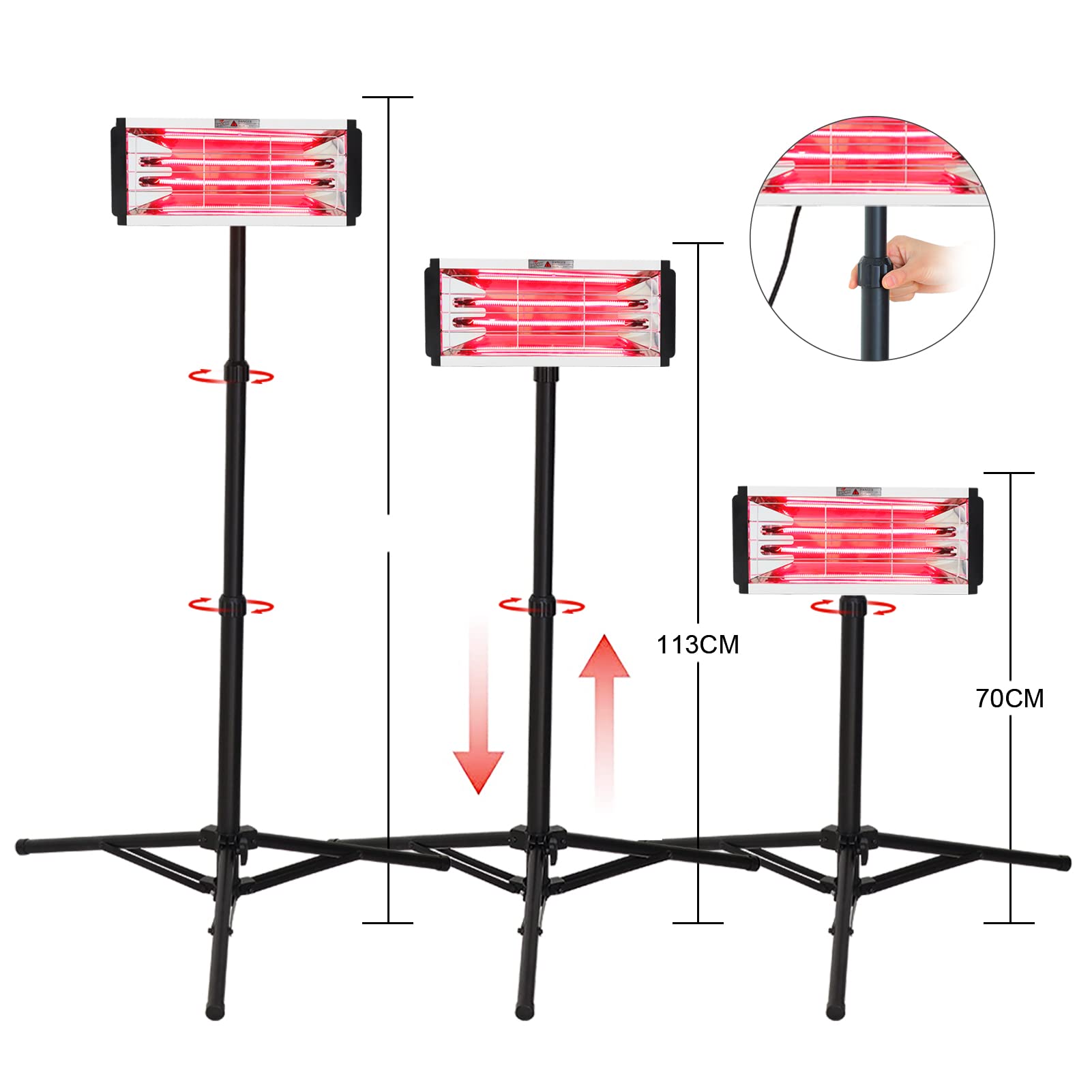 2000W DATOUBOSS Shortwave Infrared Paint Curing Lamp - Fast Drying Car Body Repair System with Bracket (110V) | Ideal for Automotive Paint Shops, DIY Car Repairs & Professional Bodywork
