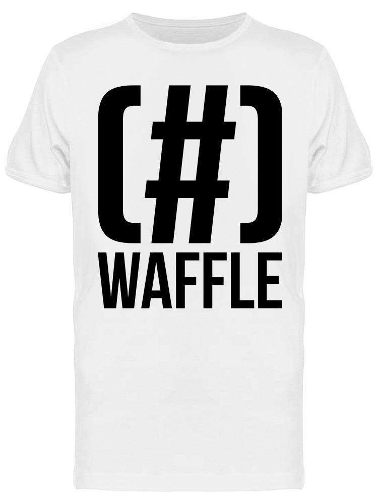 Smartprints Waffle Hashtag Men's T-Shirt - Soft Cotton Crew Neck Short Sleeve Tee for Casual Wear & Street Style (White) - Perfect for Everyday Outfits, Weekend Hangouts and Social Media Photos