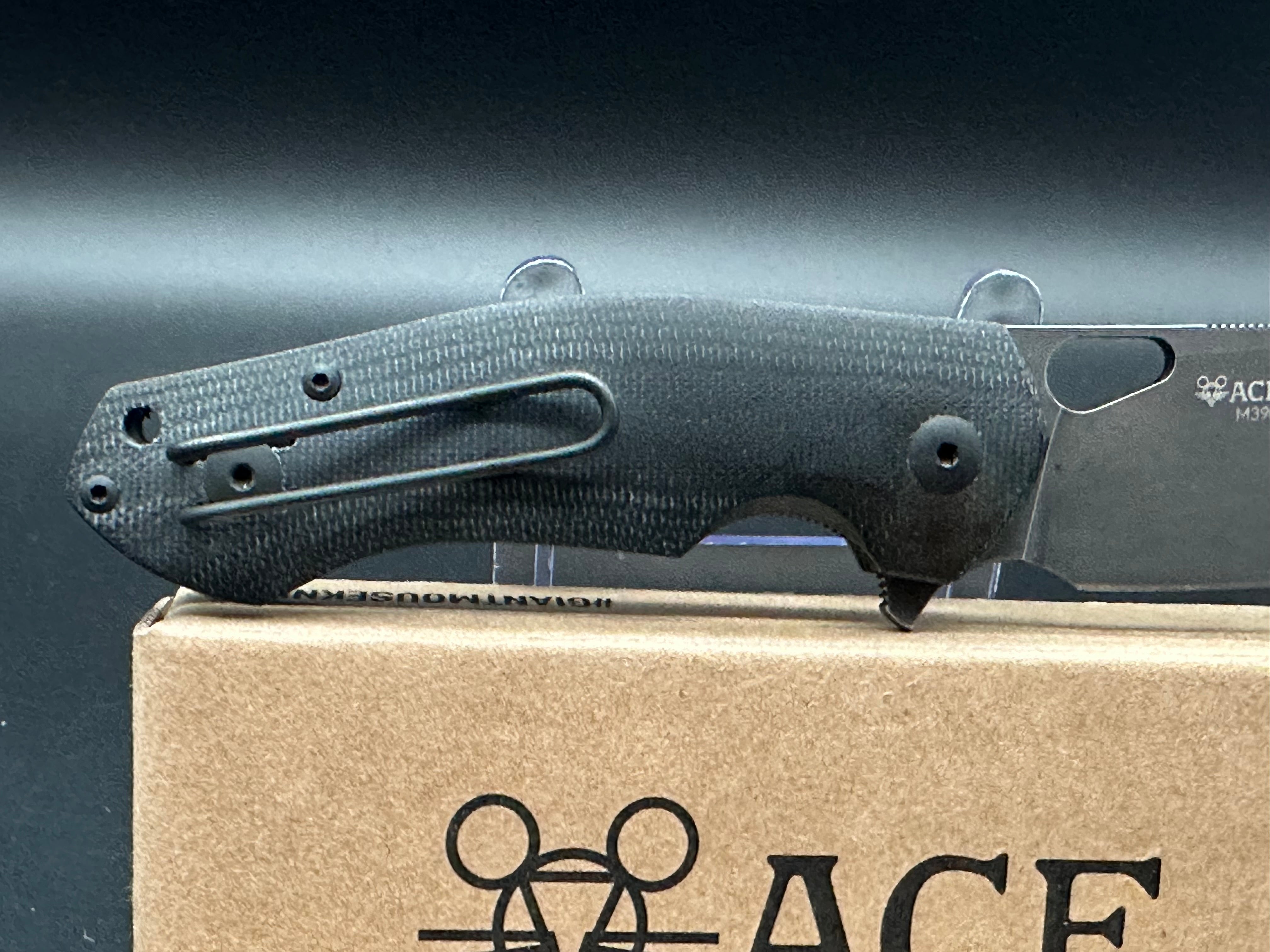 Giant Mouse Biblio Folding Knife - Black Micarta Handle, Premium EDC Pocket Knife for Outdoor, Camping, and Everyday Carry