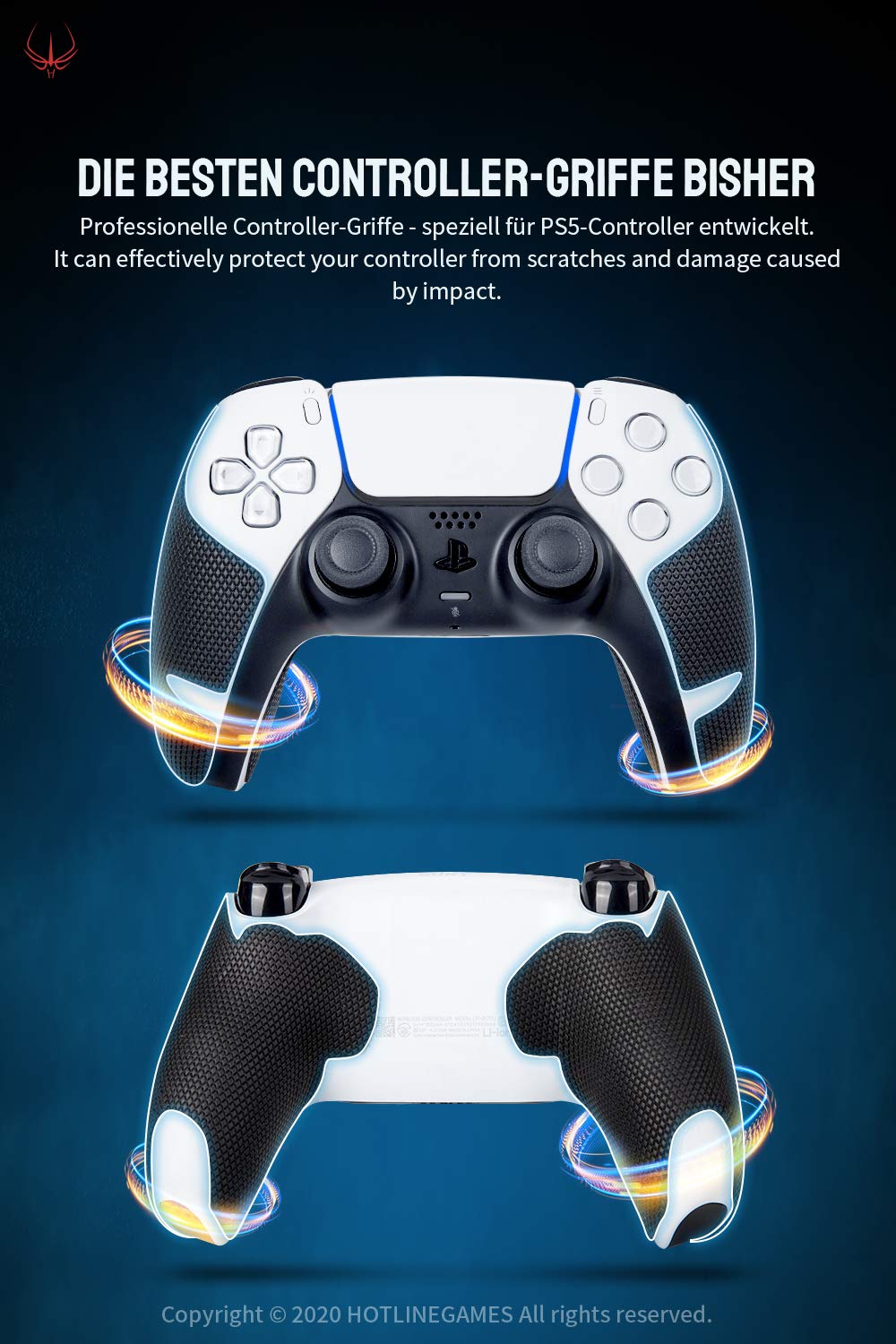 Premium Non-Slip PS5 Controller Grips - 4PC Sweat-Absorbing Handle Grips for Playstation 5 DualSense | Enhanced Grip & Comfort for Gaming | German Version | Perfect for Long Gaming Sessions & Competitive Play