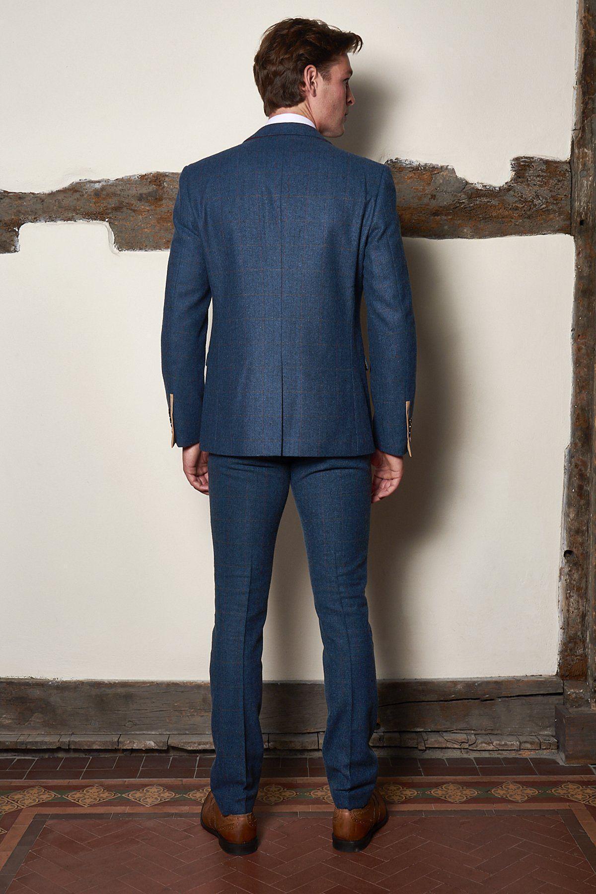 DION Blue Tweed Check Suit Set for Father and Son - Perfect for Weddings, Family Photos & Special Occasions