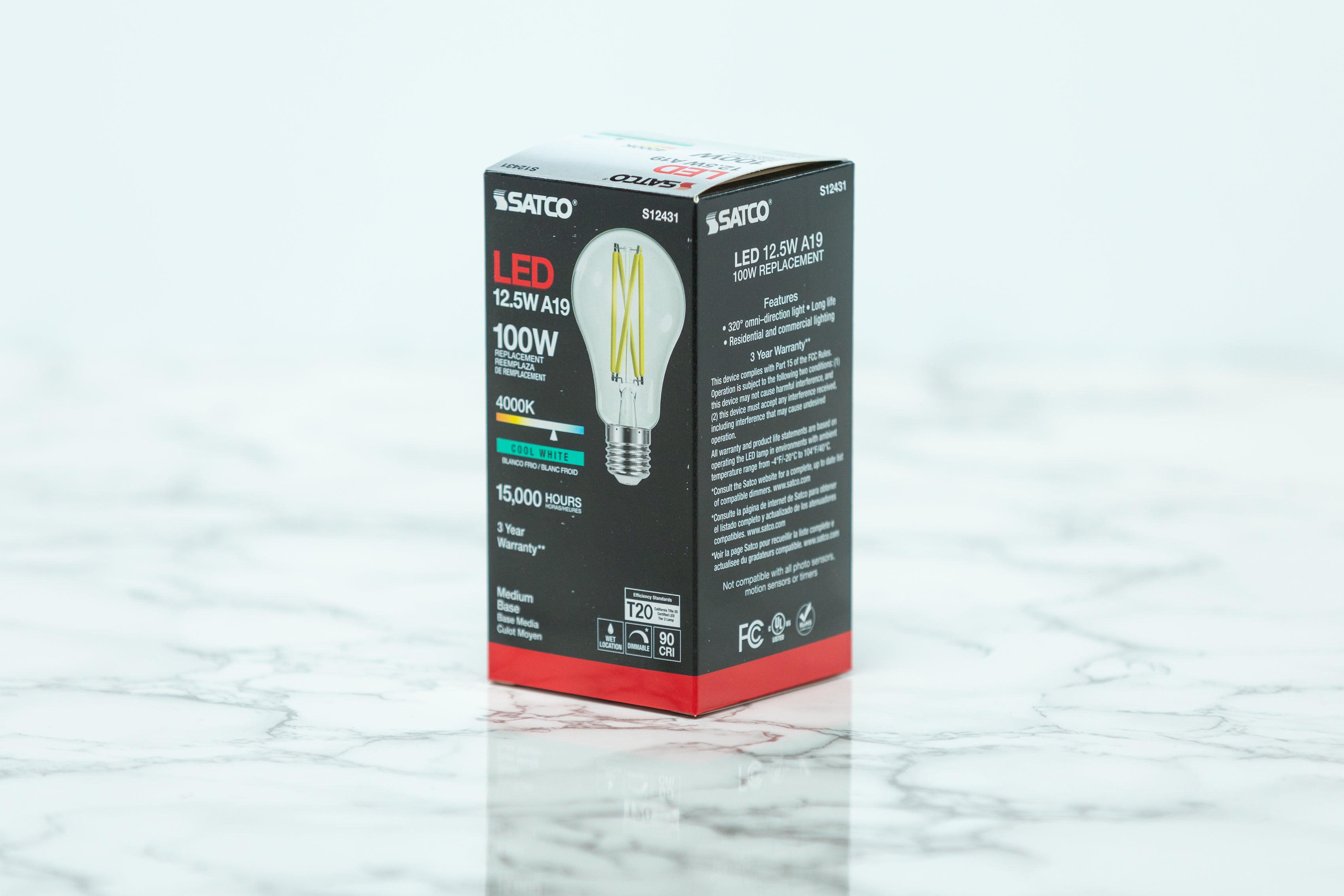 Satco A19 Standard LED Light Bulb - 7W 60W Equivalent, 800 Lumens, E26 Base, Warm White 2700K, Energy Saving Light Bulbs for Home, Bedroom, Living Room, Office Lighting
