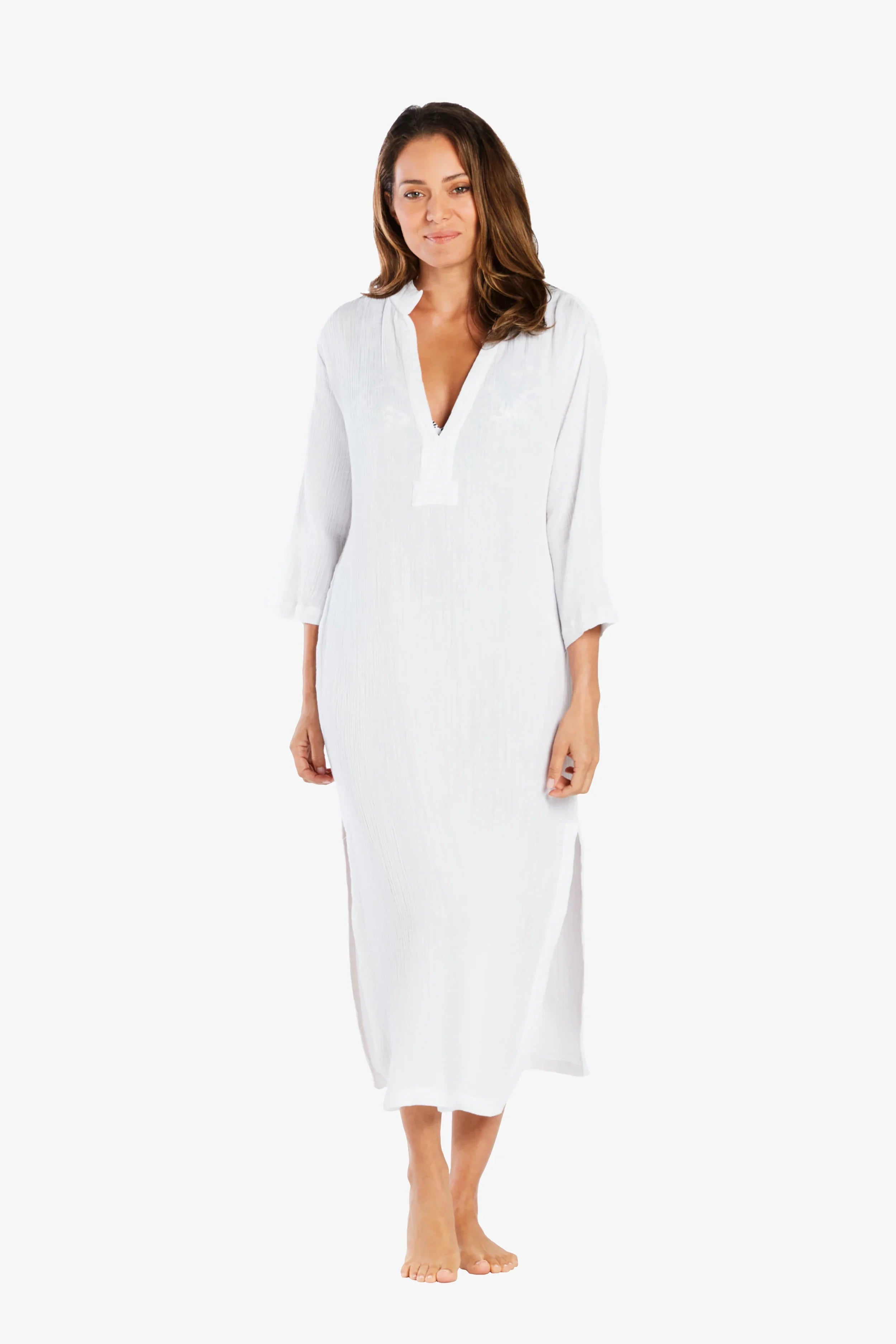 Brigid Tunic Women's Casual Loose Fit White Blouse Top - Perfect for Office Wear, Weekend Outings & Summer Vacation