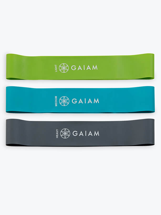 Gaiam Mini Resistance Bands Set - 3 Pack with Different Resistance Levels for Home Workouts, Yoga, Pilates & Physical Therapy