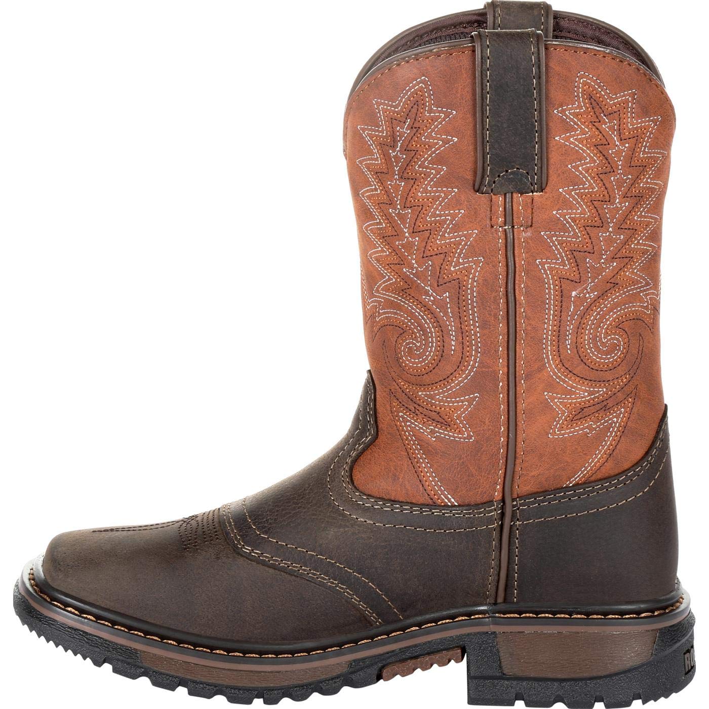 ROCKY Kids' Ride FLX Western Boots - Durable Leather Cowboy Boots for Boys & Girls - Perfect for Horseback Riding, Rodeos & Country Style Fashion