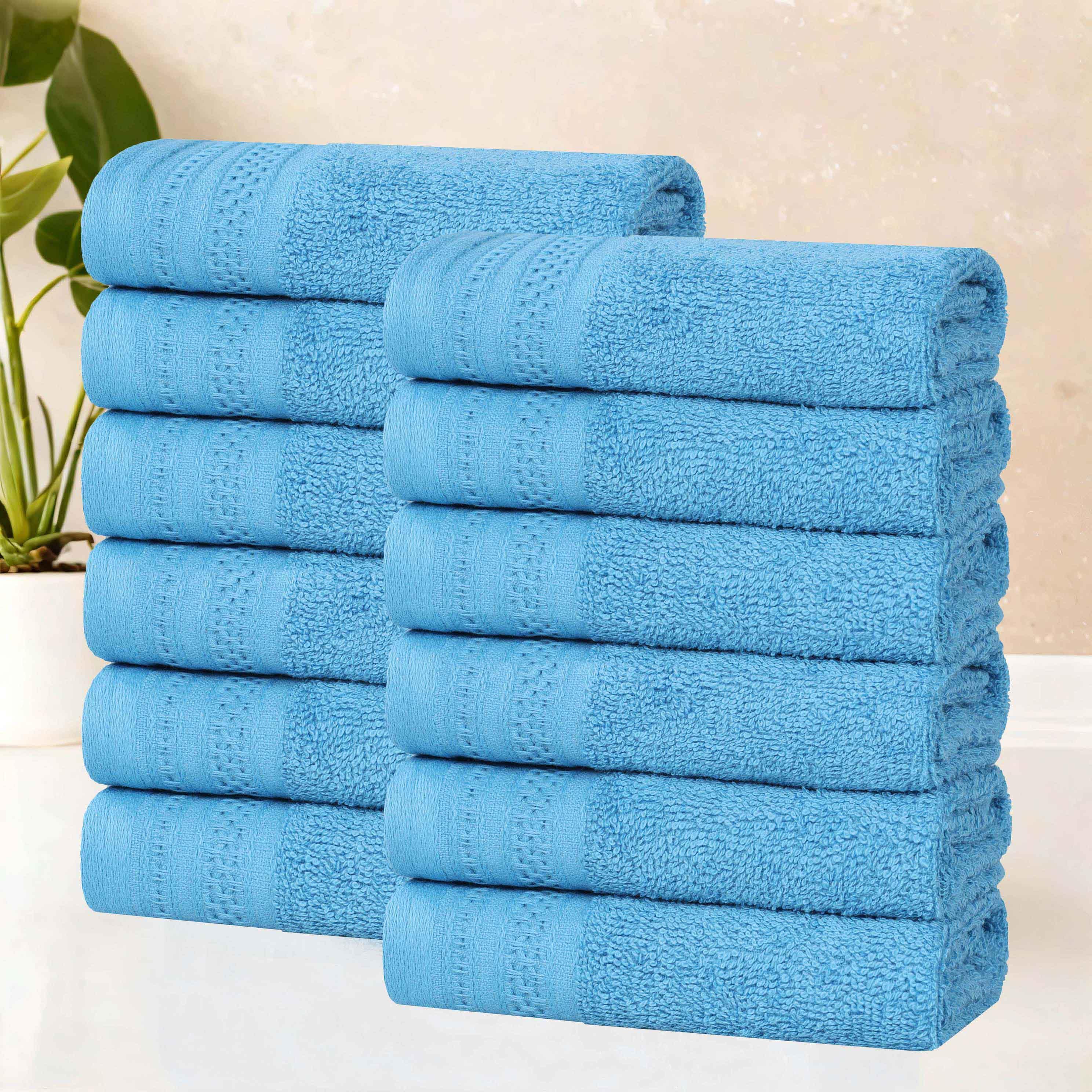 Premium Honeycomb Waffle Weave Cotton Face Towels - Ultra Soft & Absorbent Bath Towel Set of 12 for Spa, Gym, Travel & Luxury Home Use
