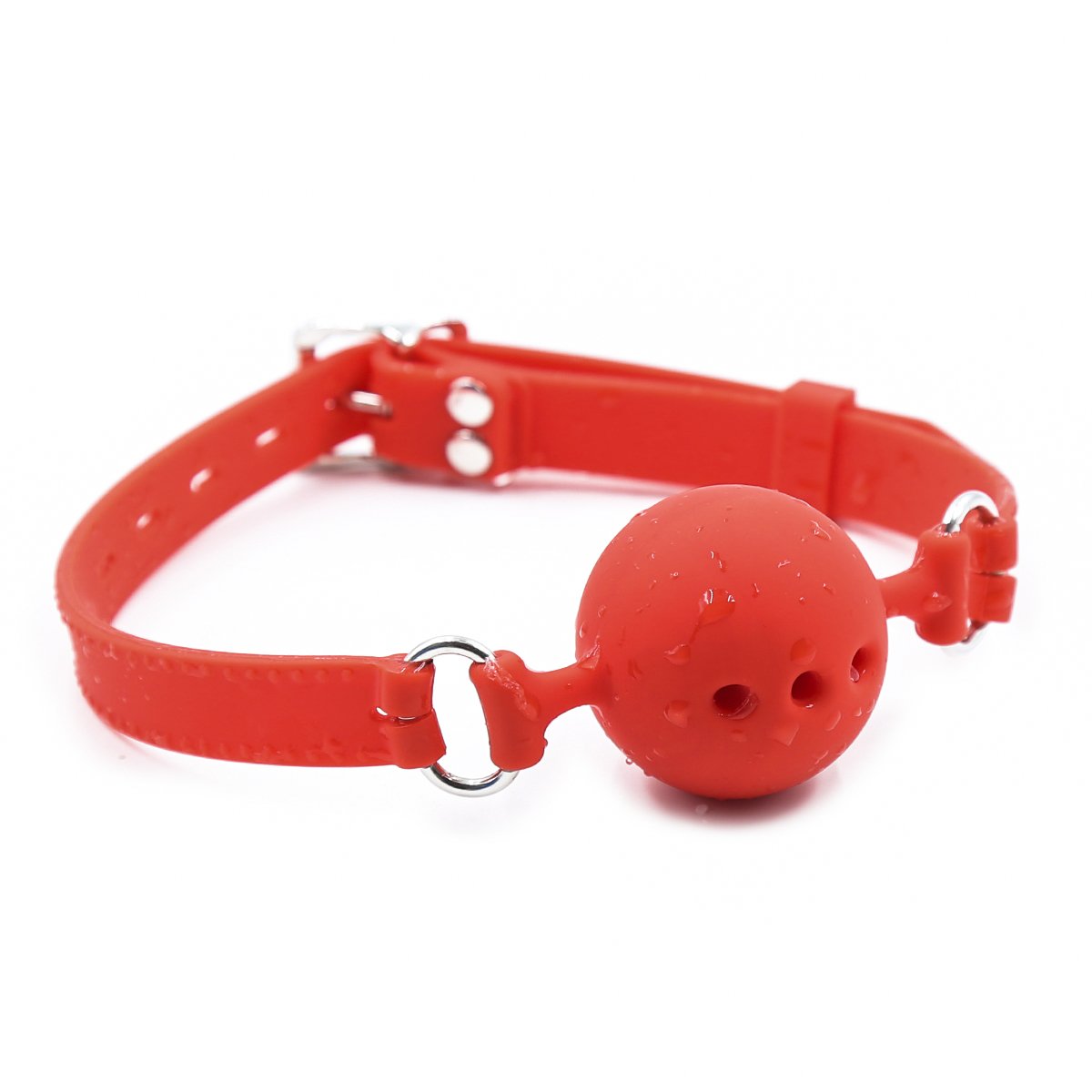 Breathable Silicone Ball Gag for Adults - BDSM Bondage Restraint (1.7 Inch, Red) - Perfect for Role Play, Sensory Deprivation & Spicing Up Intimate Moments