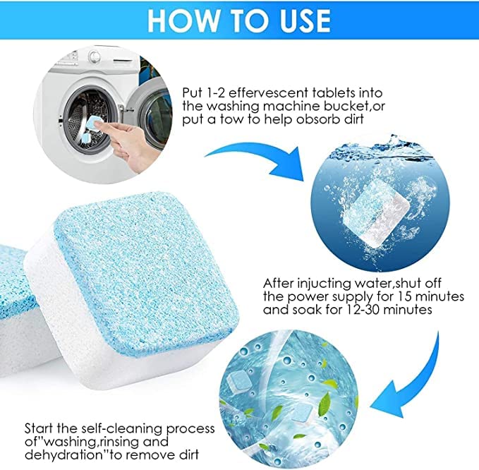 Tinkpin (20 Pack) Washing Machine Deep Cleaner Tablets - Descaling & Stain Remover for All Front/Top Load Washers | Effervescent Cleaning Tablets for Automatic Tub Cleaning | Perfect for Laundry Maintenance & Odor Removal
