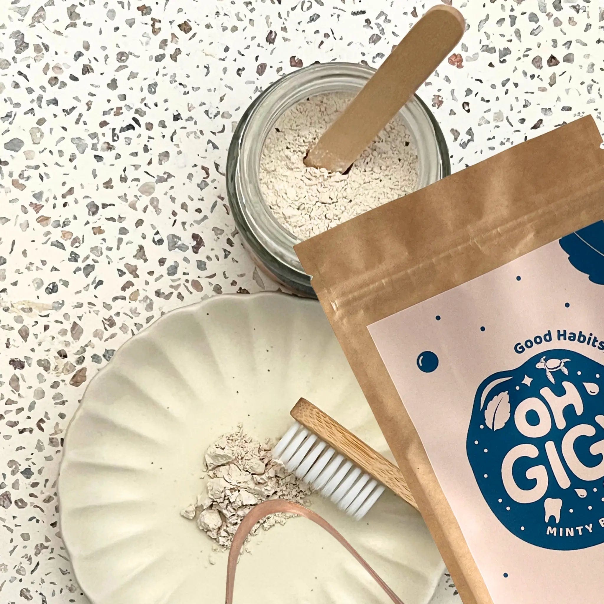 OhGiGi Organic Toothpowder - Natural Mint Flavor for Teeth Whitening & Fresh Breath | Eco-Friendly Dental Care for Home & Travel Use