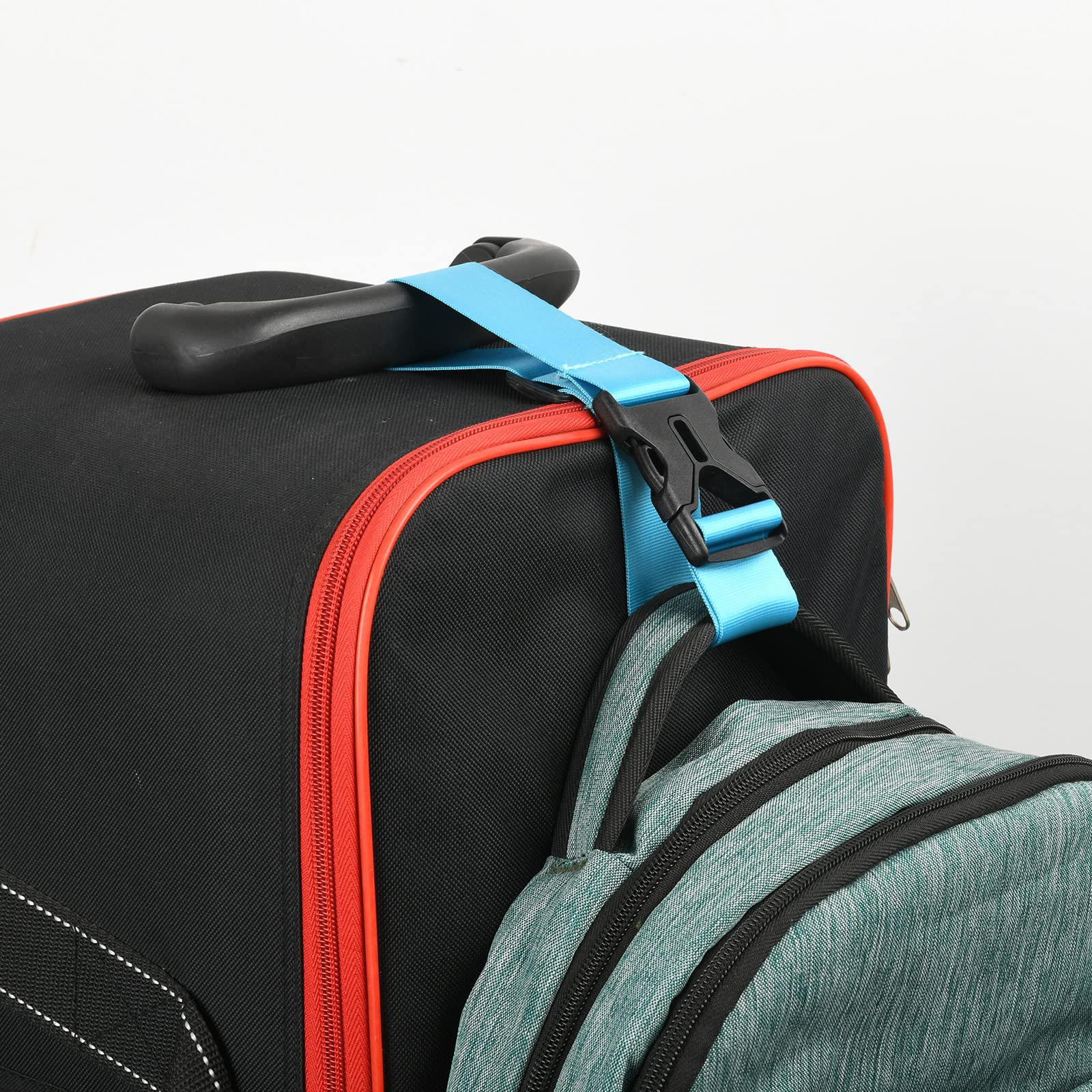 Cosmos Premium Nylon Add-A-Bag Travel Luggage Strap with Quick Release Buckle - Light Blue | Secure Carry-On, Suitcase, Backpack Attachment for Airplane, Train & Road Trips