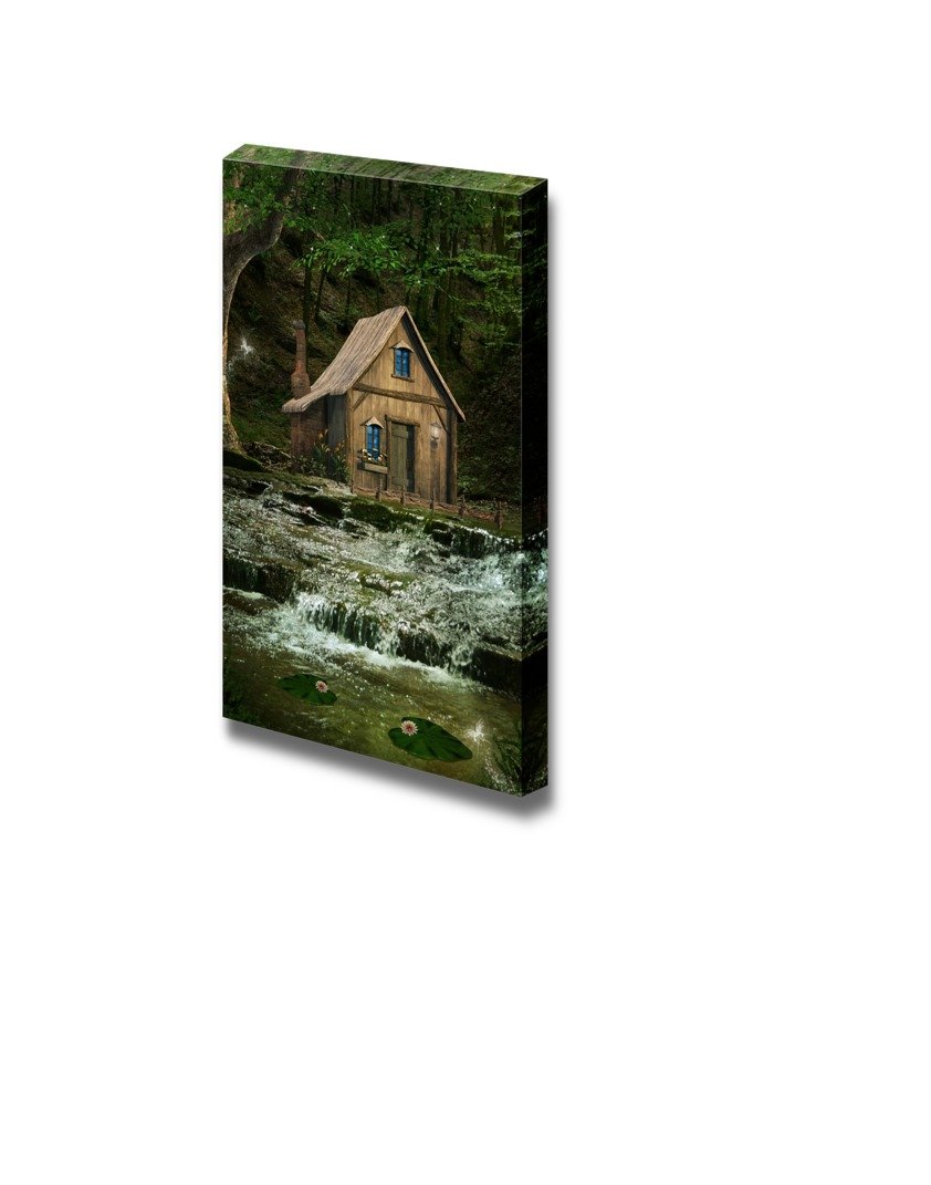 Stunning Forest House Over Waterfalls Canvas Print - 24