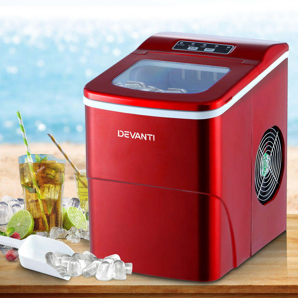 Devanti 2L Portable Ice Maker Machine - Fast & Easy Countertop Ice Cube Maker for Home, Bar, Office - Perfect for Cocktails, Beverages, and Parties