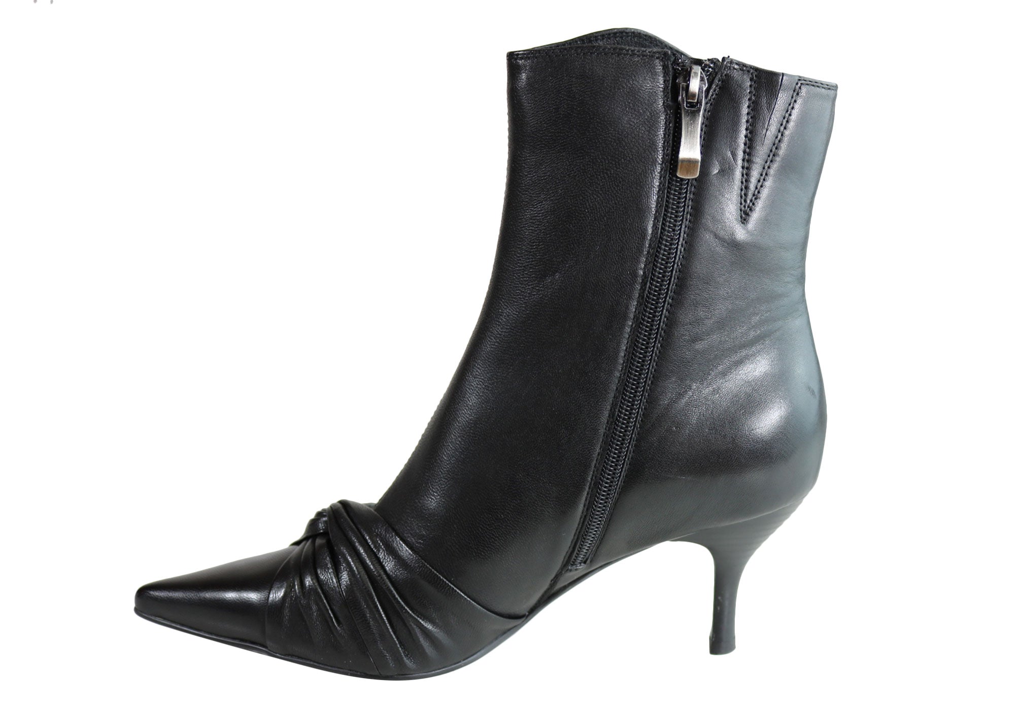 Orizonte Women's Mid Heel Leather Pointed Toe Ankle Boots - Stylish & Comfortable for Work, Party & Fall Fashion