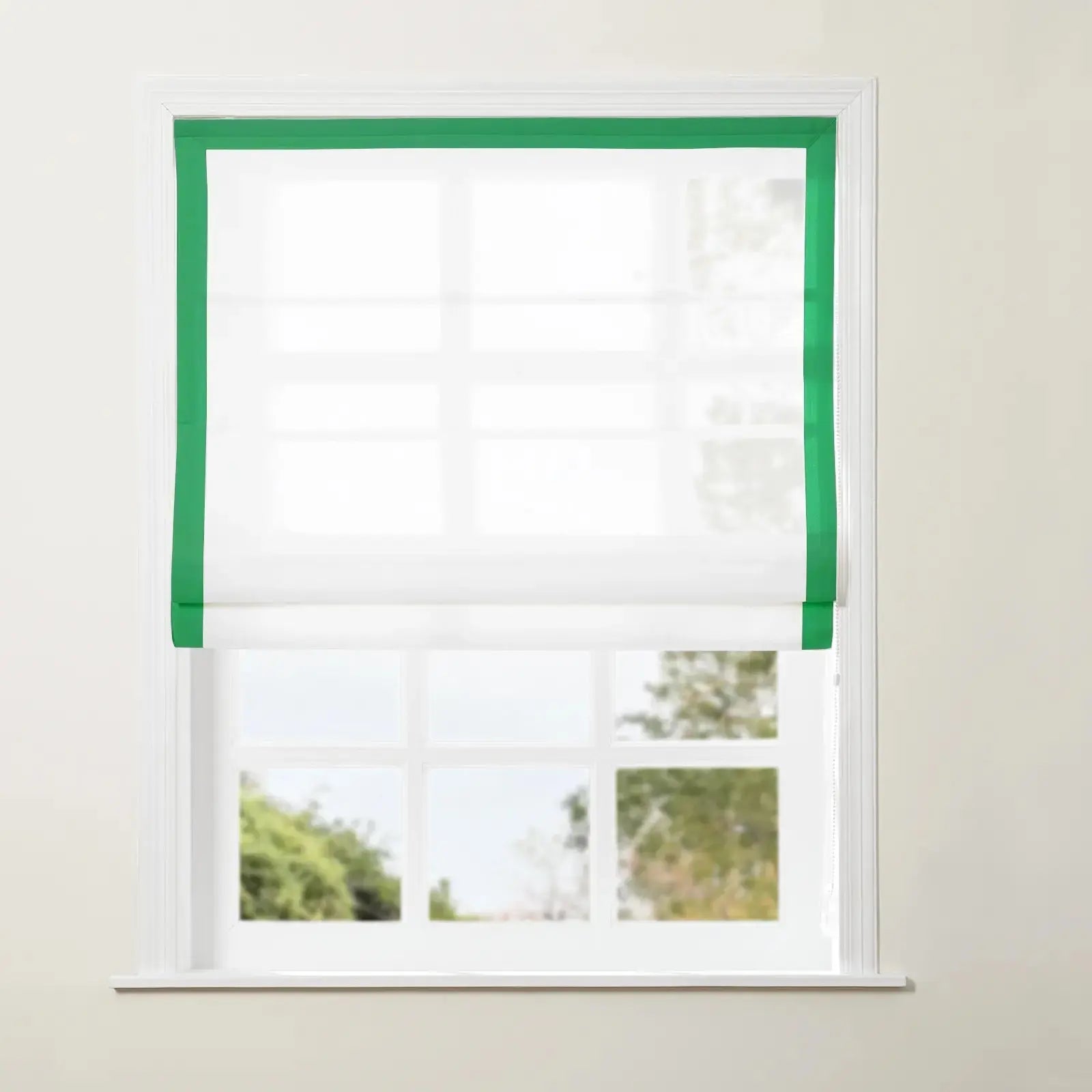 Tyrone Roman Shade with Border Cord Lift - Classic Window Treatment for Living Room & Bedroom - Blackout Fabric for Light Control & Privacy