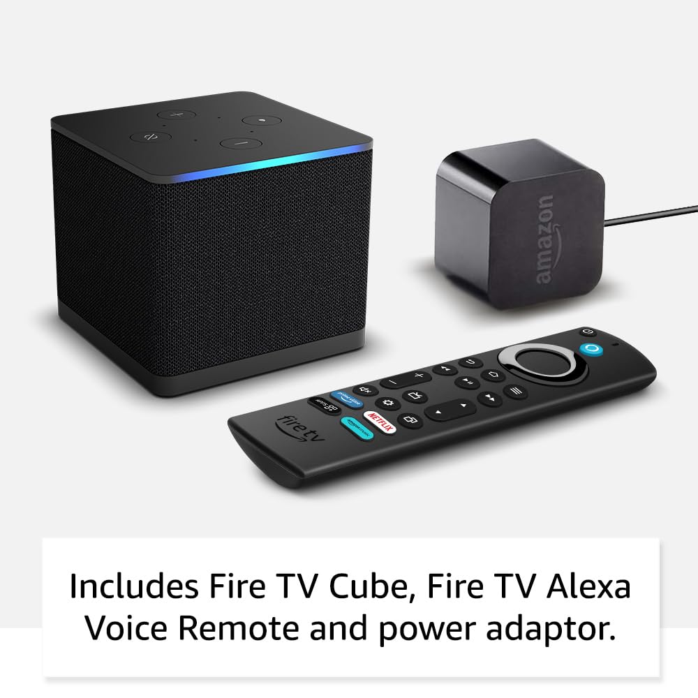 Amazon Fire TV Cube (3rd Gen) - Hands-Free Streaming Media Player with Alexa, Wi-Fi 6E, 4K Ultra HD | Smart Home Control & Entertainment Hub for Living Room & Bedroom