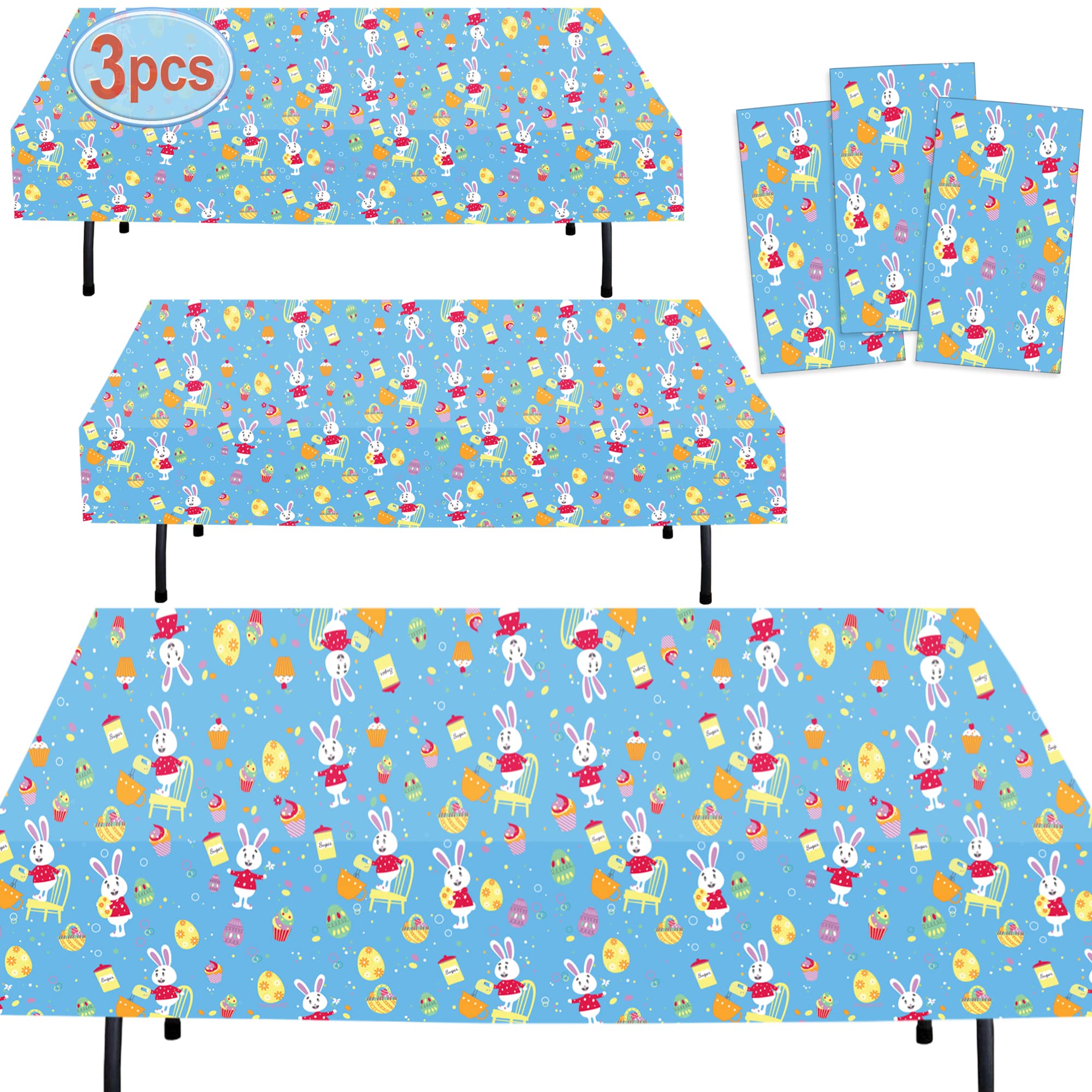AnapoliZ Easter Plastic Tablecloth Set - 3 Pack (54