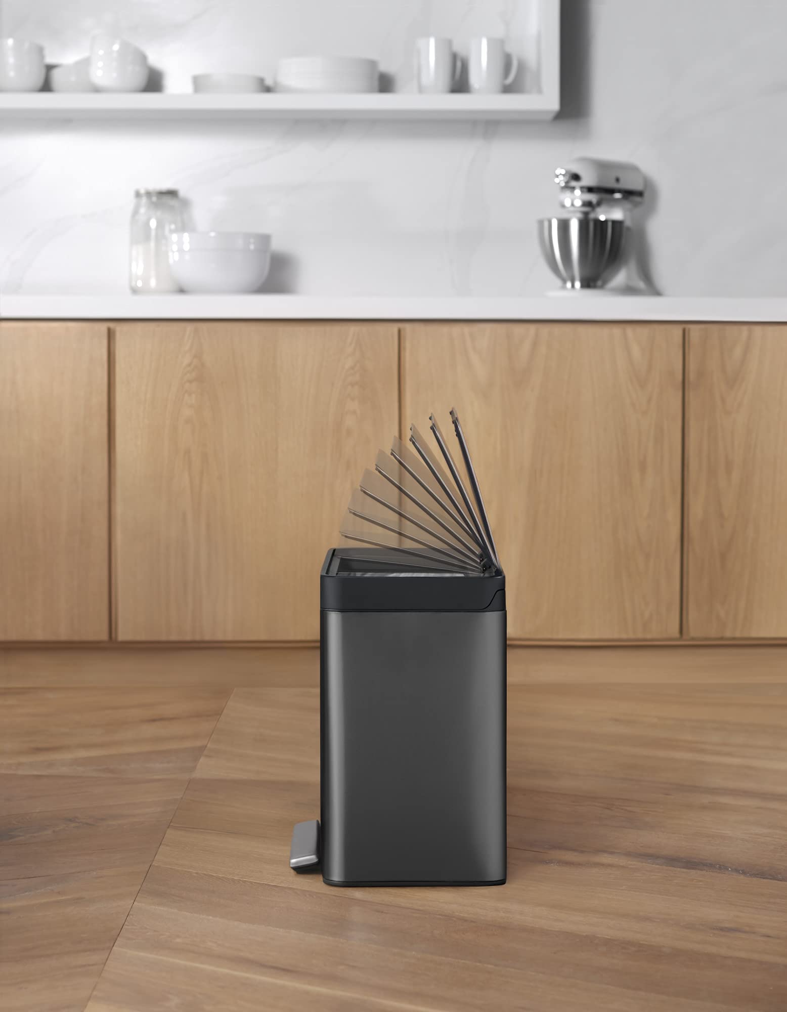 Kohler K-20942-BST 8-Gallon Compact Black Stainless Steel Step Trash Can - Sleek Kitchen & Office Waste Bin for Modern Homes