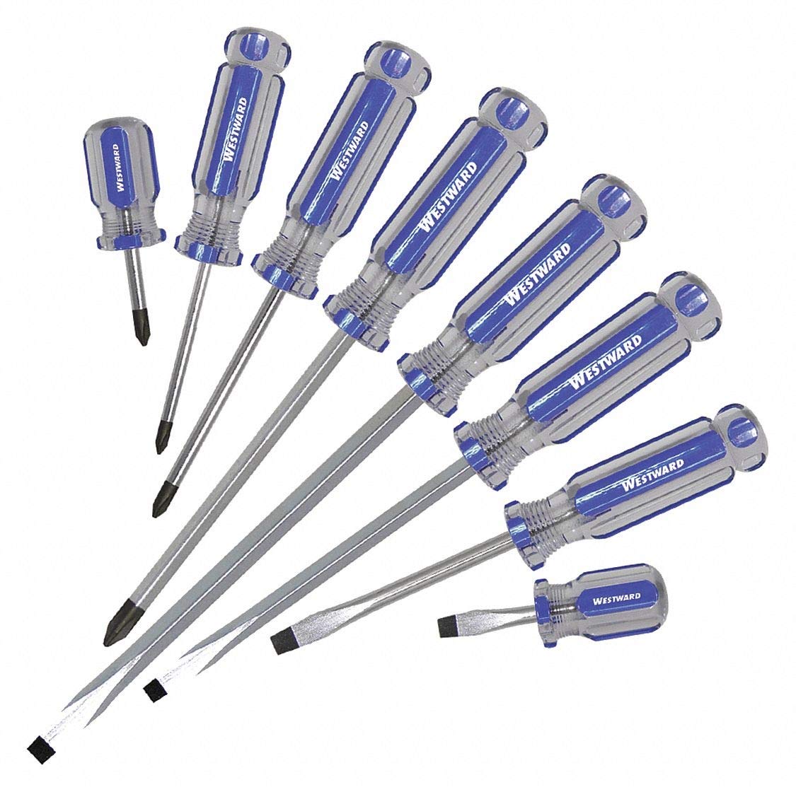 Westward 401L75 8-Piece Acetate Handle Screwdriver Set - Professional Quality Tools for Home Repair, DIY Projects & Automotive Maintenance