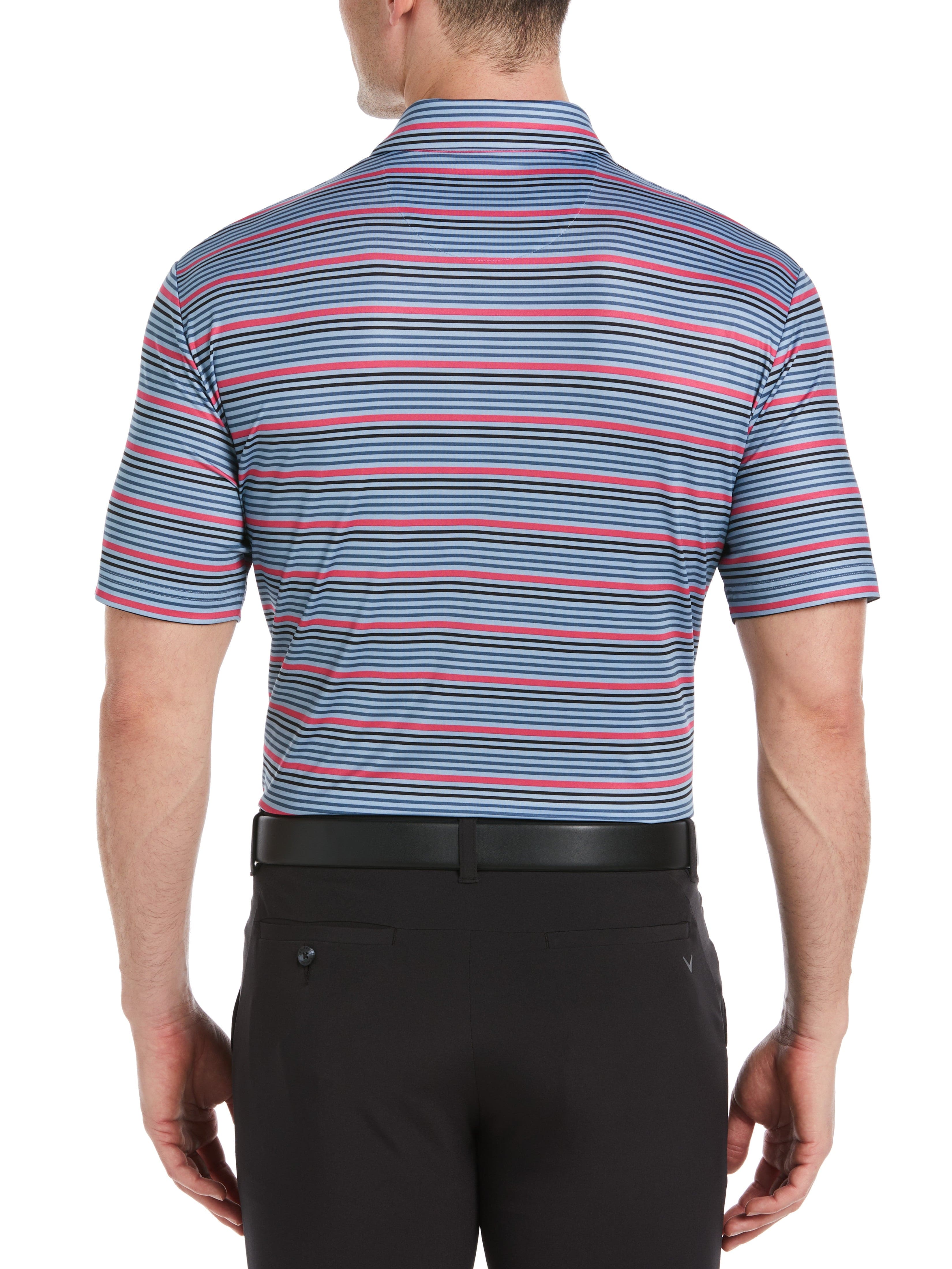 Men's Striped Golf Polo Shirt - Breathable & Moisture-Wicking Performance Tee for Golf, Casual Wear & Outdoor Activities