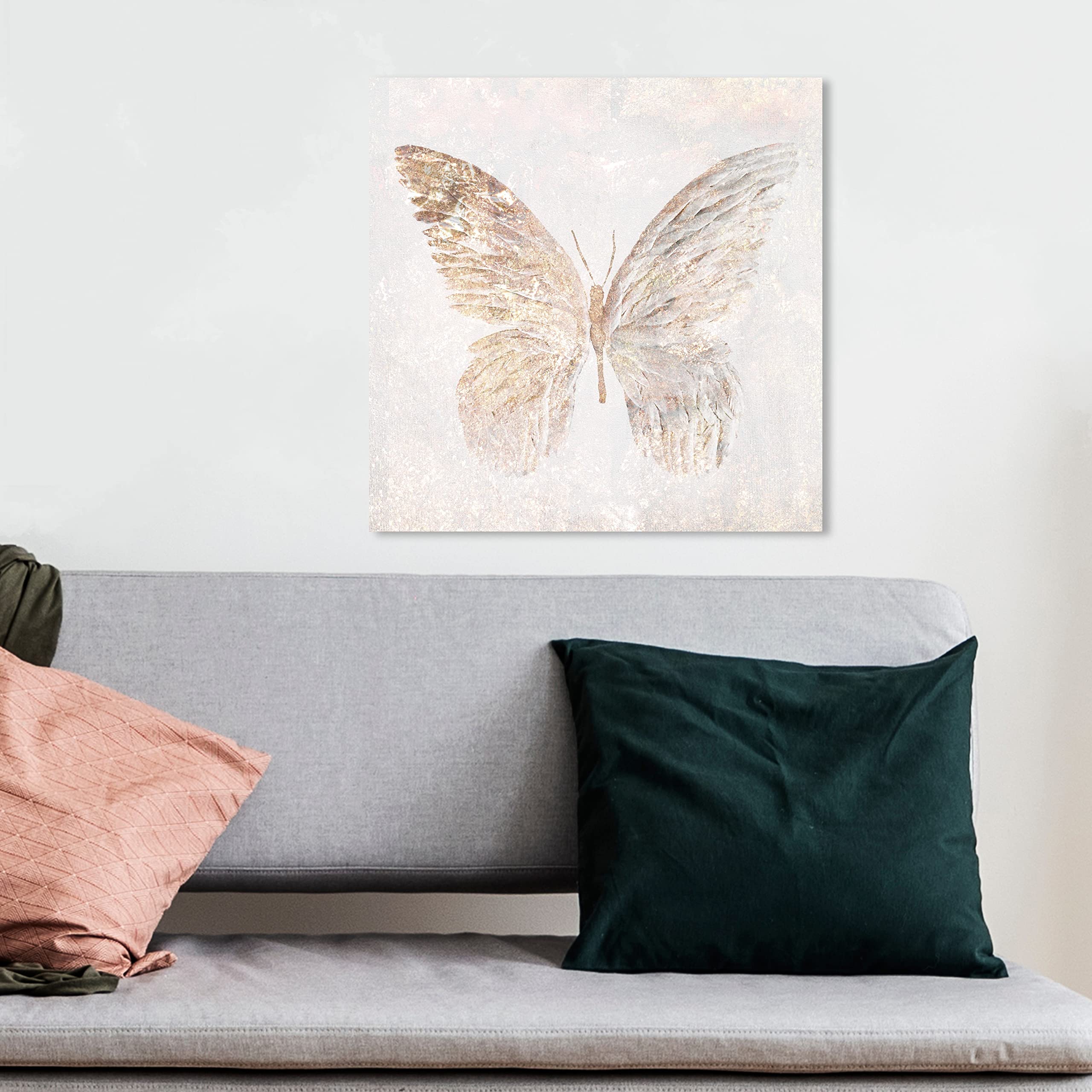 Golden Butterfly Glimmer Canvas Wall Art Print - 12x12 Inches Modern Animal Home Decor by Oliver Gal Artist Co | Perfect for Living Room, Bedroom & Office Decorations