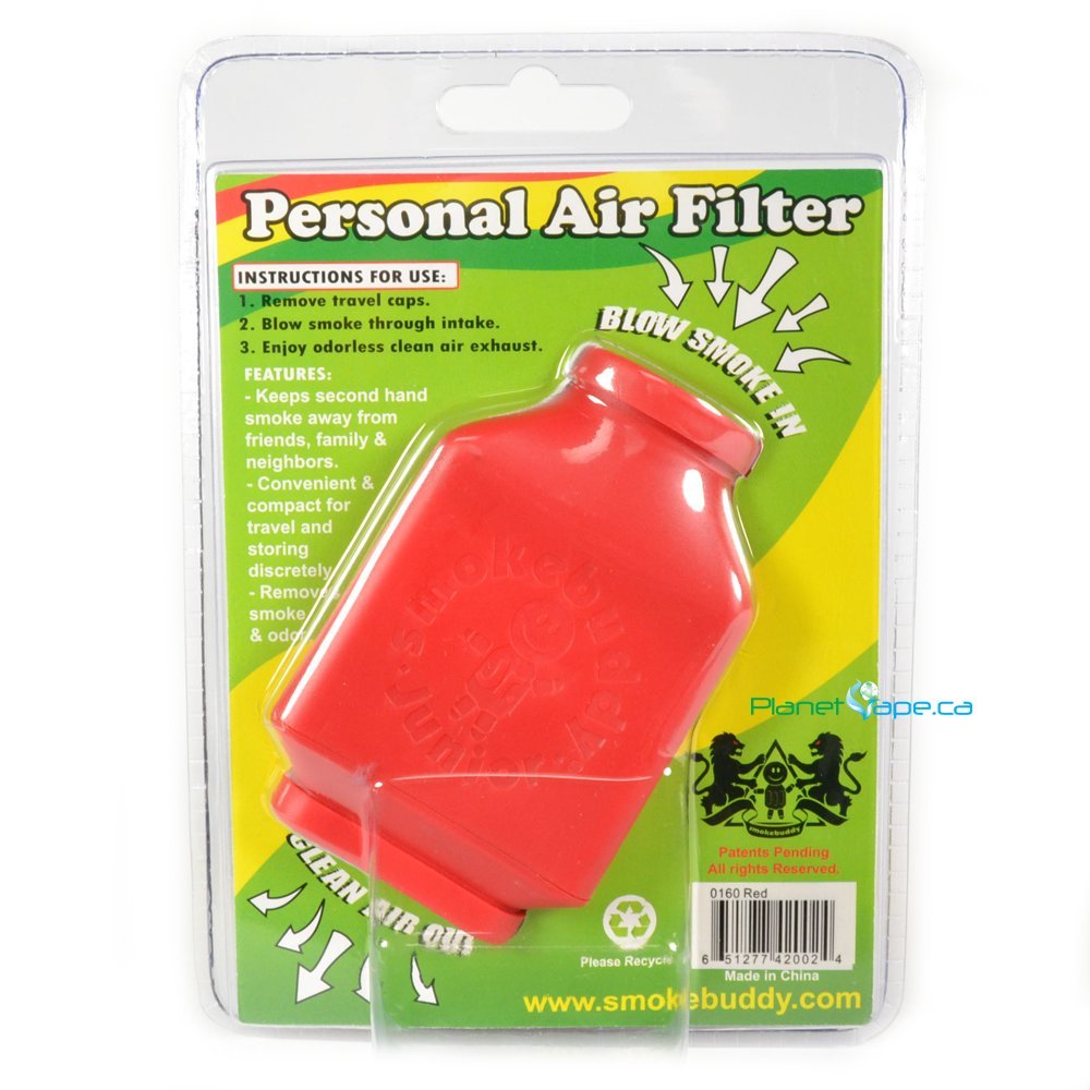 Smokebuddy Red Jr Personal Air Filter - Portable Smoke Filter for Travel, Home & Outdoor Use - Eliminates Odor & Smoke Effectively