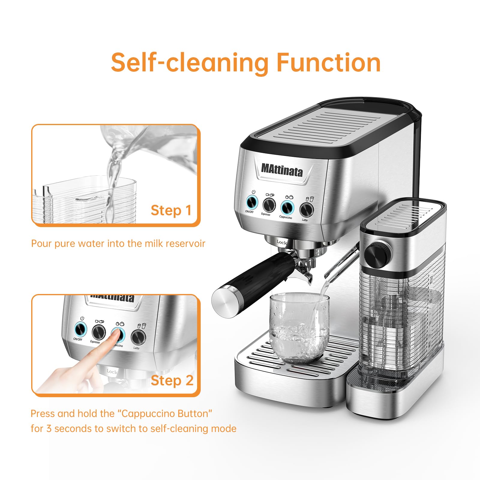 20 Bar Professional Cappuccino & Espresso Machine with Automatic Milk Frother - Compact Stainless Steel Latte Maker for Home, Office & Coffee Shops - Perfect for Morning Brews, Entertaining Guests & Barista-Quality Drinks