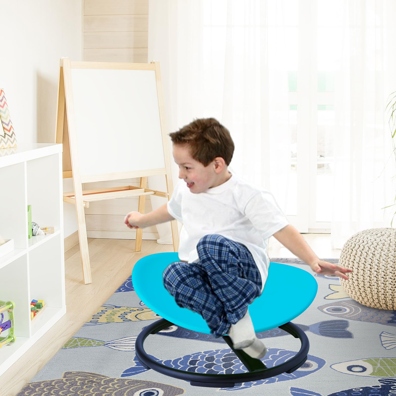 LulliSpace Kids Swivel Chair - Sensory Spinning Chair for Children with Autism, Improves Balance & Coordination, Sturdy Metal Base with Non-Slip Design - Perfect for Playrooms, Classrooms & Sensory Therapy