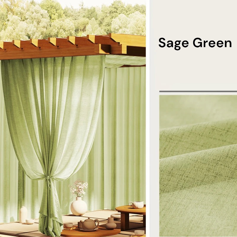 Paula Semi-Sheer Custom Outdoor Curtains - UV Resistant Window Drapes for Patio, Porch & Garden - Waterproof Sun Protection for Outdoor Living Spaces