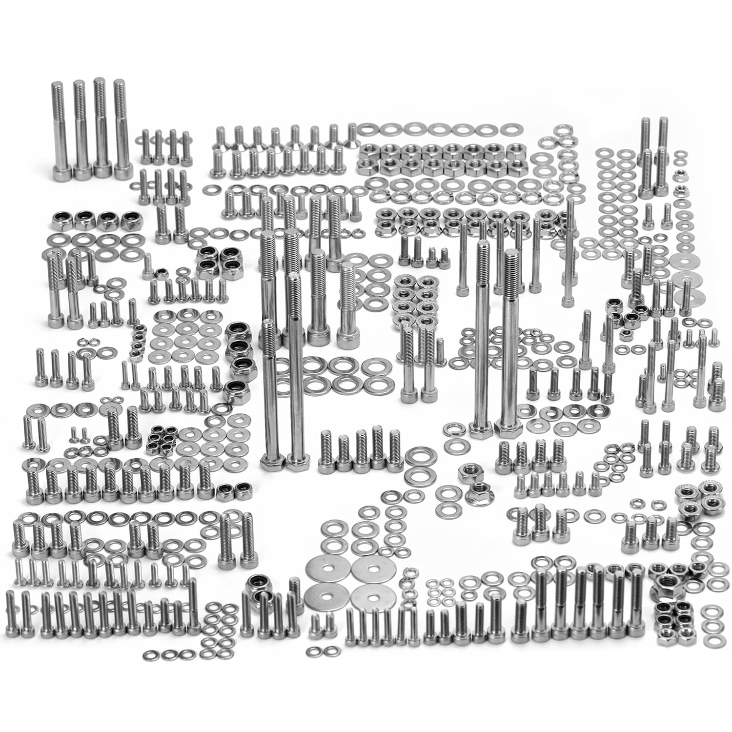 304 Stainless Steel 662-Piece Bolt Screw Nut Washer Fastener Kit - Polished Finish for YAMAHA YFZ350 YFZ350 Banshee ATV - Complete Hardware Set for Motorcycle & ATV Repairs, Maintenance & DIY Projects