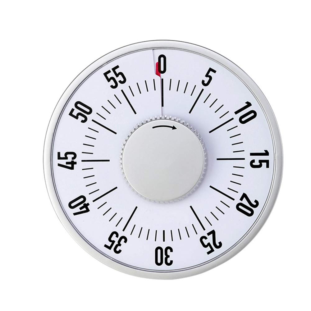 Shineweb 60 Minute Round Visual Analog Timer - Countdown Clock for Kitchen, Classroom, Meetings (Kids & Adults) - Silver | Perfect for Cooking, Study Sessions, Time Management & Productivity