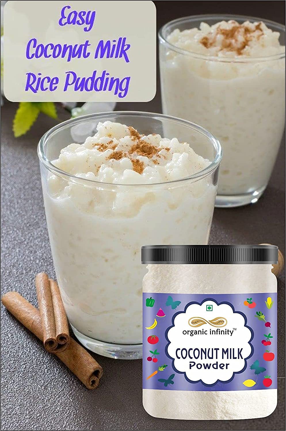 Organic Infinity Coconut Milk Powder - 100g | Keto Friendly, Dairy Free, Vegan | Perfect for Smoothies, Baking & Coffee Creamer