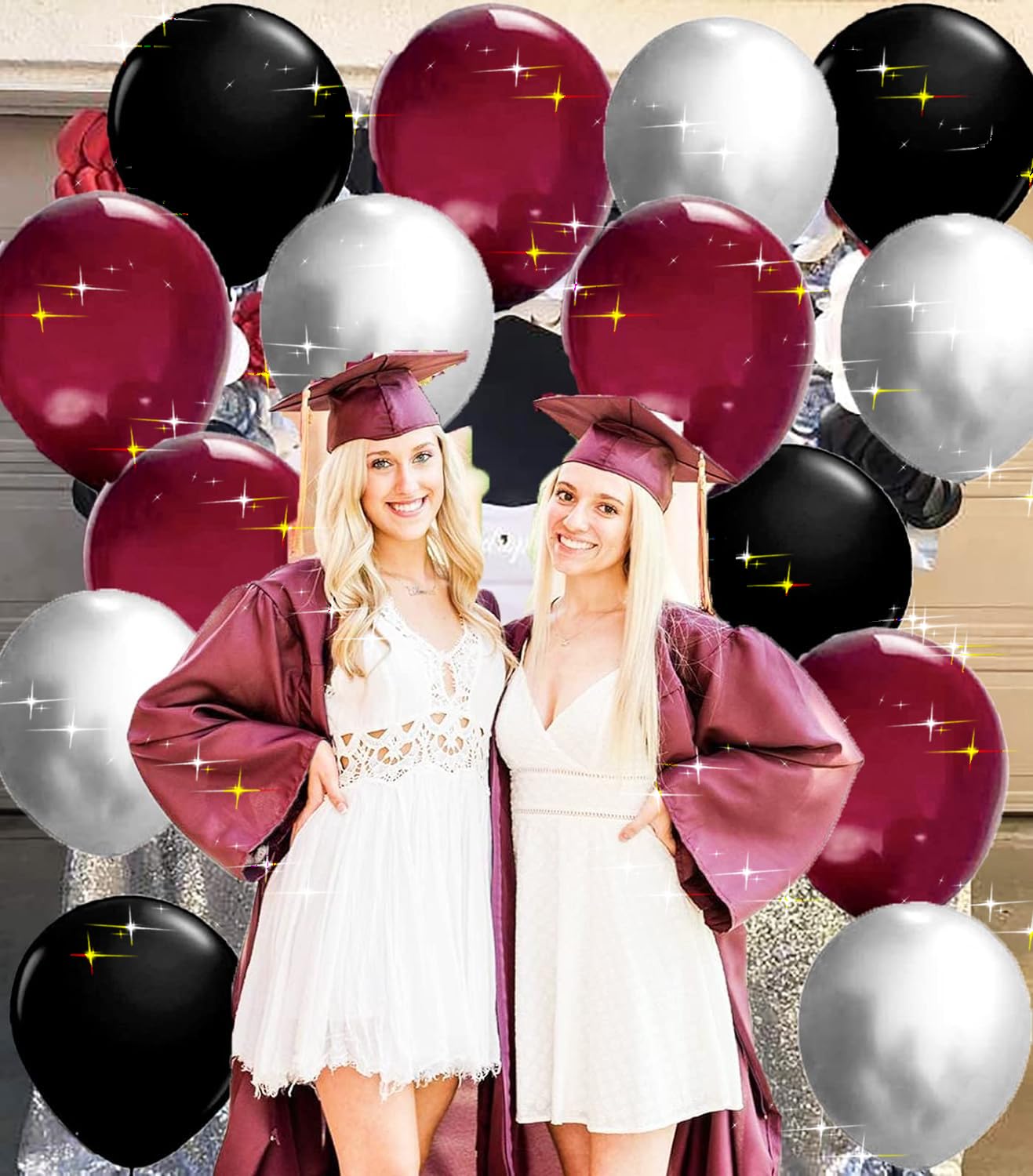 2025 Graduation Party Decorations - Maroon, Black, Burgundy & Silver Balloons (30Pcs) for Graduation, Birthday & Wedding Celebrations - Perfect for Graduation Ceremonies, Party Backdrops and Photo Booths