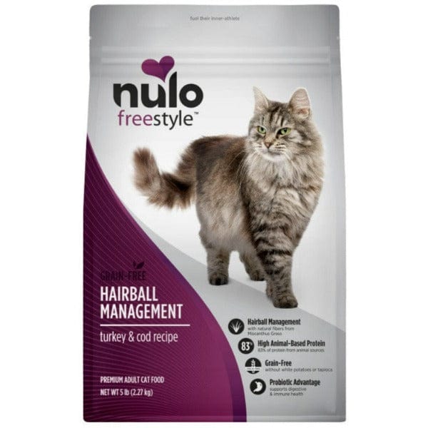 Nulo Freestyle Grain-Free Adult Dry Cat Food for Hairball Control - 5lb Bag | Healthy Digestion & Shiny Coat for Indoor Cats