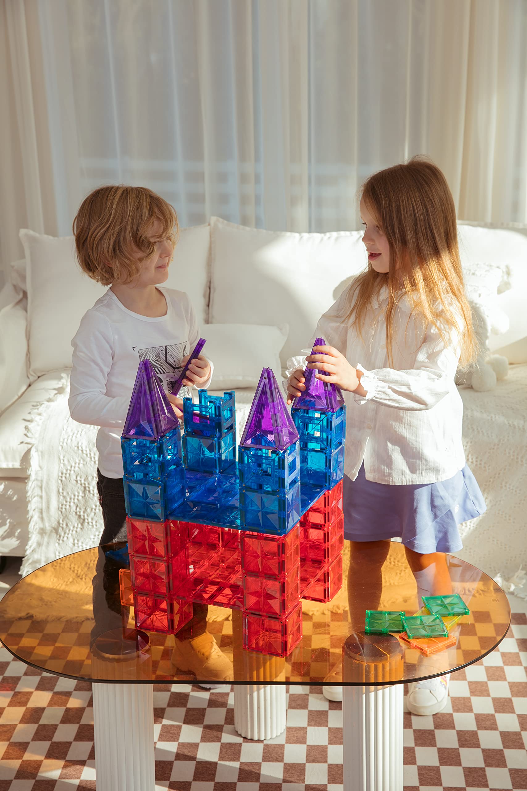 Premium Magnetic Building Tiles for Kids - 100-Piece STEM Educational Toys Set for Toddlers & Children Ages 3-10 | Creative Construction Blocks for Learning & Play | Perfect for Home, Classroom & Birthday Gifts