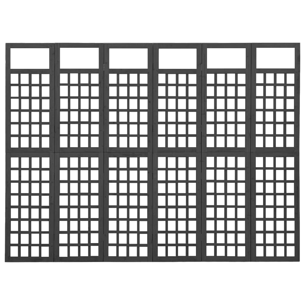 CHARMMA 6-Panel Solid Fir Wood Room Divider & Trellis Screen - 95.5