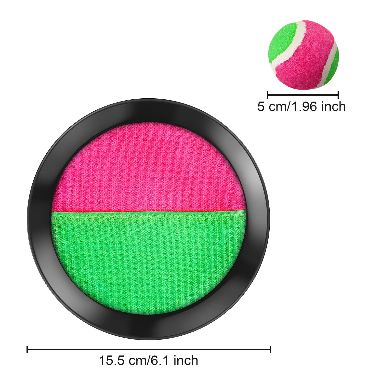 TOODOO Toss and Catch Balls Game Set - 6 Paddles & 3 Balls for Outdoor Sports, Beach Fun, Backyard Games - Perfect for Kids, Family, Parties, Events & Gifts (Black, 6.1 Inch) - Great for Summer Activities, Picnics, Camping & Team Building