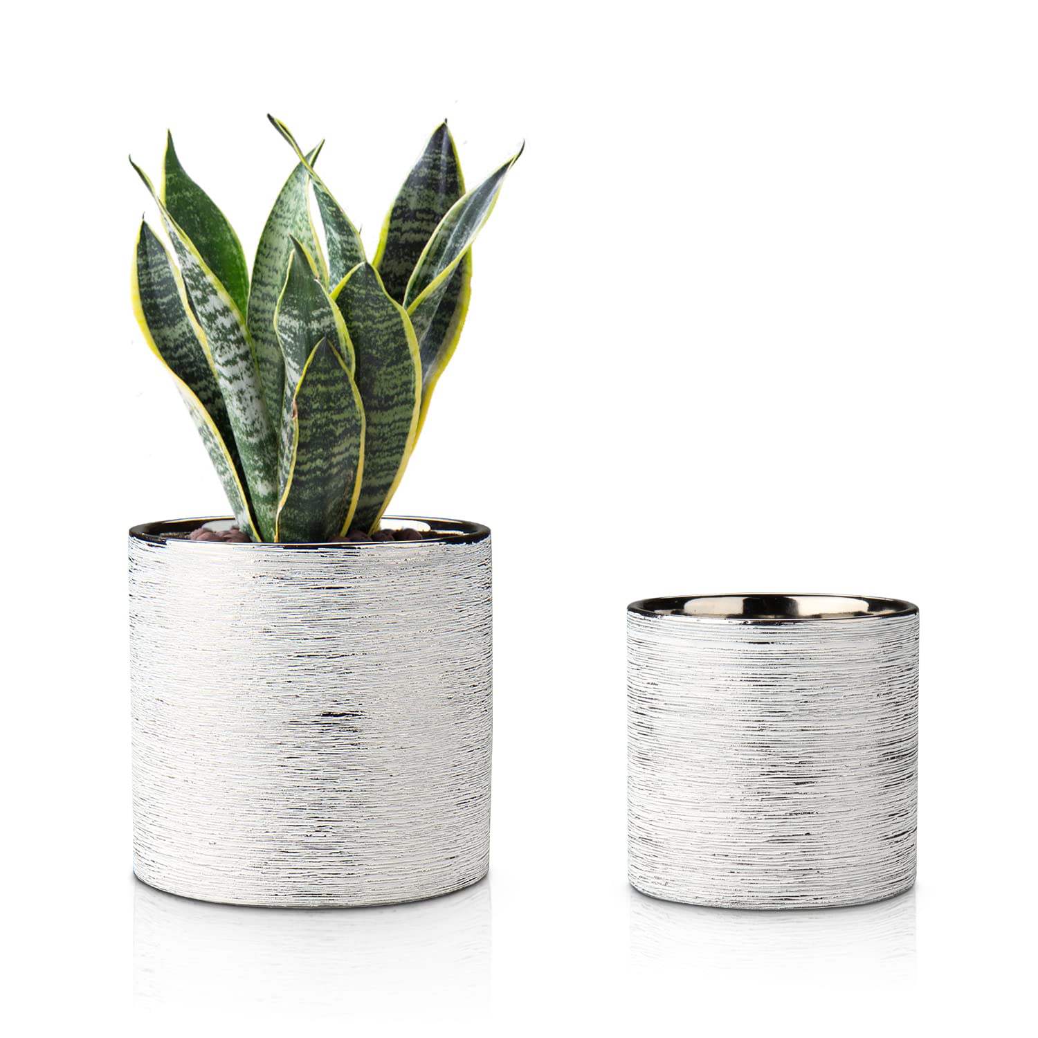 Premium Ceramic Gold Planters Set of 2 (4
