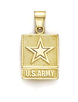 14k Yellow Gold US Army Star Pendant Necklace for Women - Military Jewelry Gift for Soldiers, Veterans & Army Wives - Perfect for Memorial Day, Veterans Day & Military Appreciation Events