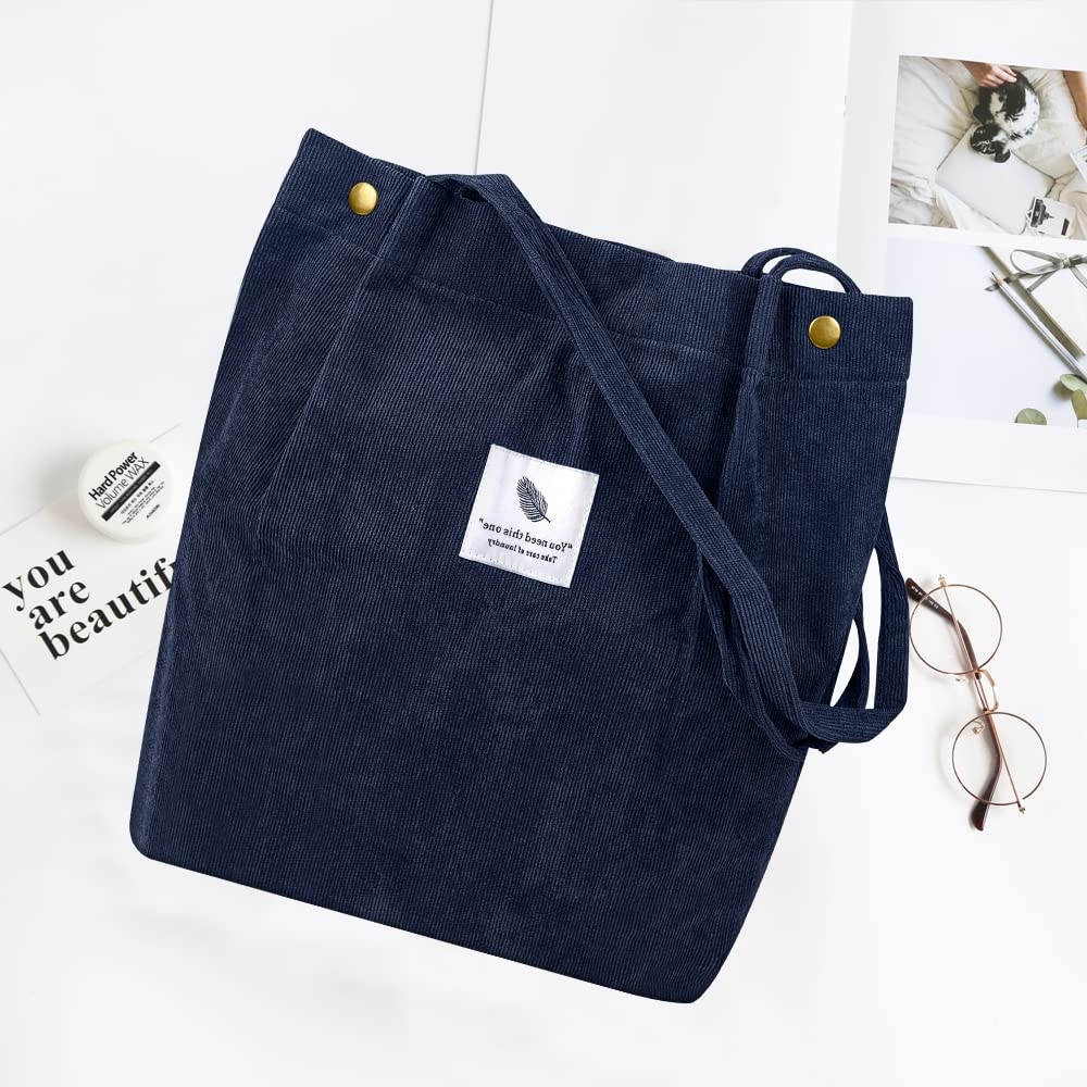 Stylish Corduroy Tote Bag for Women - Fashionable Shoulder Purse & Book Bag - Perfect for Work, School, Shopping & Daily Use