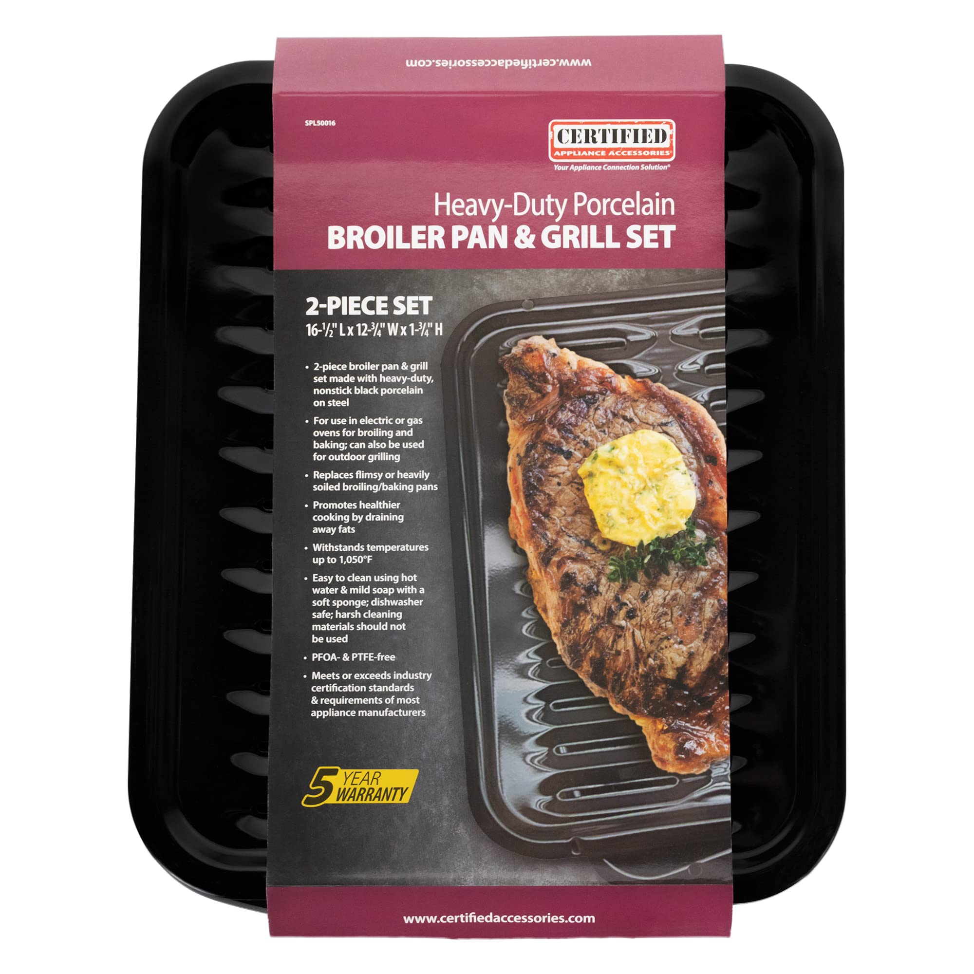 Certified 2-Piece Broiler Pan Set - Porcelain-on-Steel 16.5