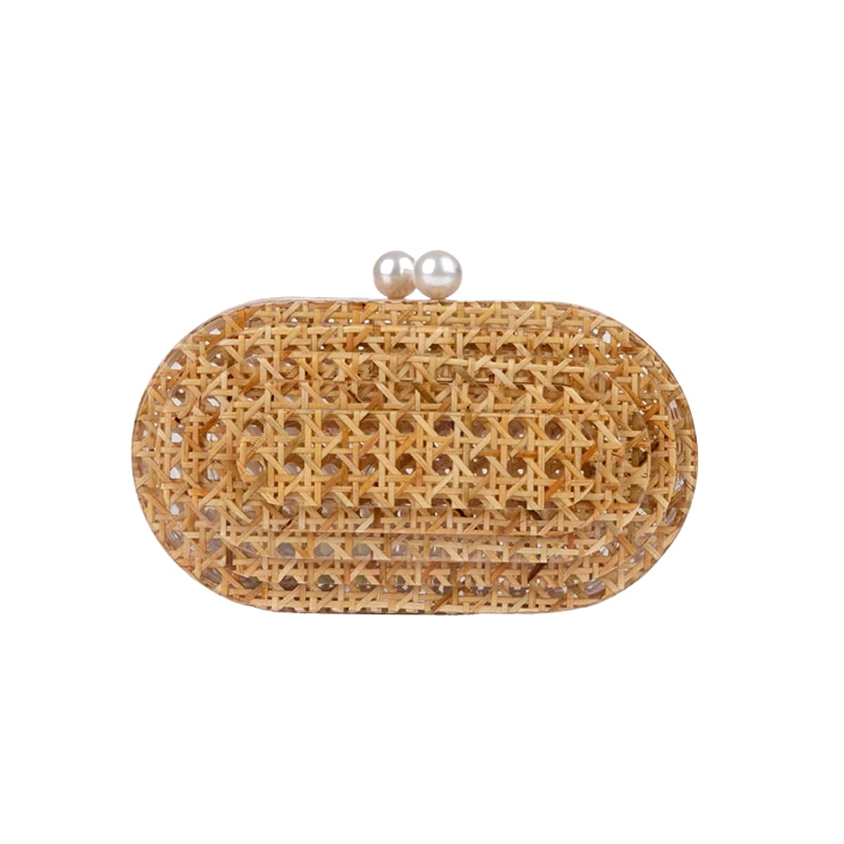 Women's Acrylic Rattan Clutch Purse - Woven Wicker Evening Bag for Wedding, Party, Beach & Summer Outfits - Stylish Shoulder Handbag for Date Night, Vacation & Special Occasions