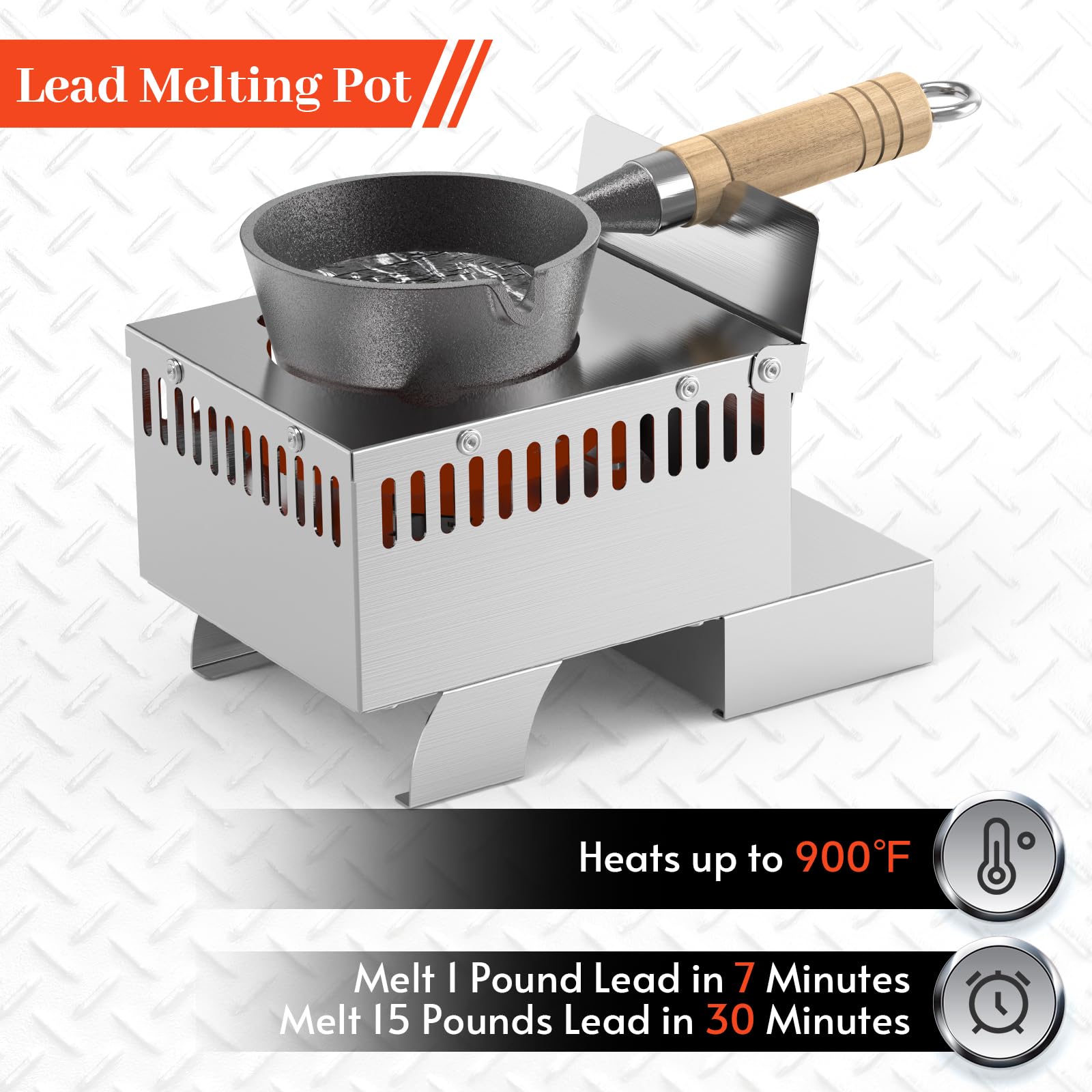 Electric Lead Melting Pot for Fishing Weights & Bullet Molds - 5lbs Capacity, Detachable Stainless Steel Base - Perfect for DIY Fishing Sinkers, Ammo Reloading & Metal Casting at Home