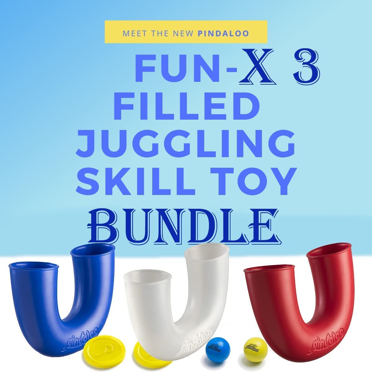 Pindaloo Bundle Pack of 3 - Transparent, Red & Blue Skill Game Toy for Kids, Teens & Adults | Indoor Outdoor Fun Ball Game | Develops Motor Skills with 6 Non-Light Balls | Perfect for Backyard Play, Birthday Gifts & Family Game Nights