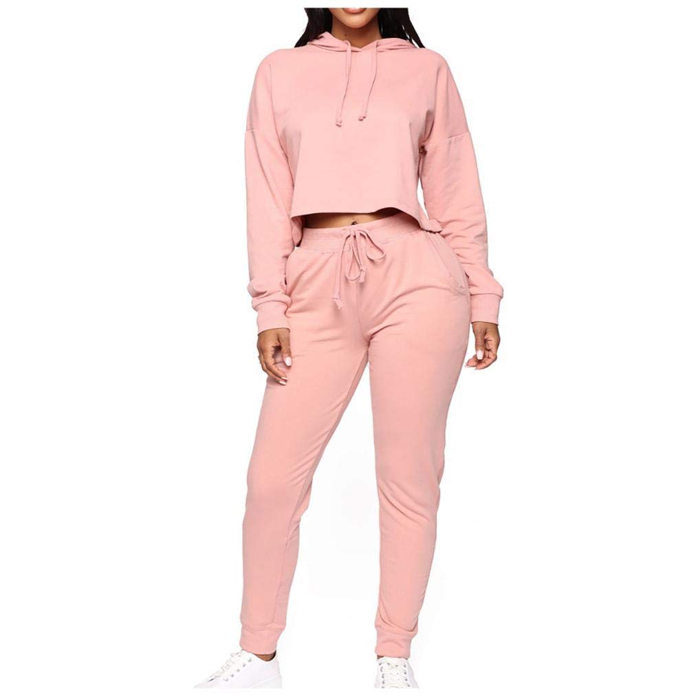 Women's 2-Piece Lounge Set - Soft Long Sleeve Hooded Top & Comfortable Sweatpants | Cozy Home Wear, Casual Outfits, Relaxing Weekends & Travel Essentials