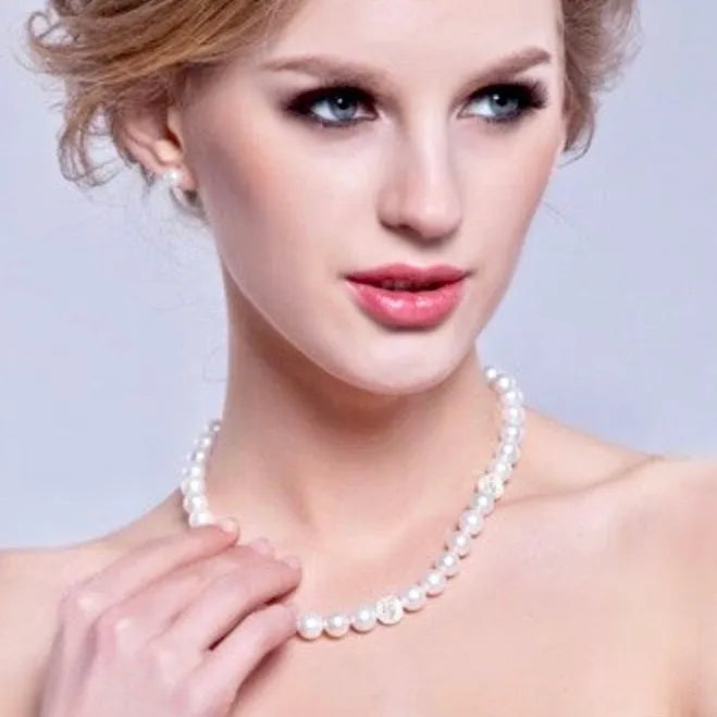 Kendall Natural Freshwater Pearl & Sterling Silver 3-Piece Bridal Jewelry Set – Elegant Wedding Necklace, Earrings & Bracelet for Brides, Bridesmaids & Formal Occasions