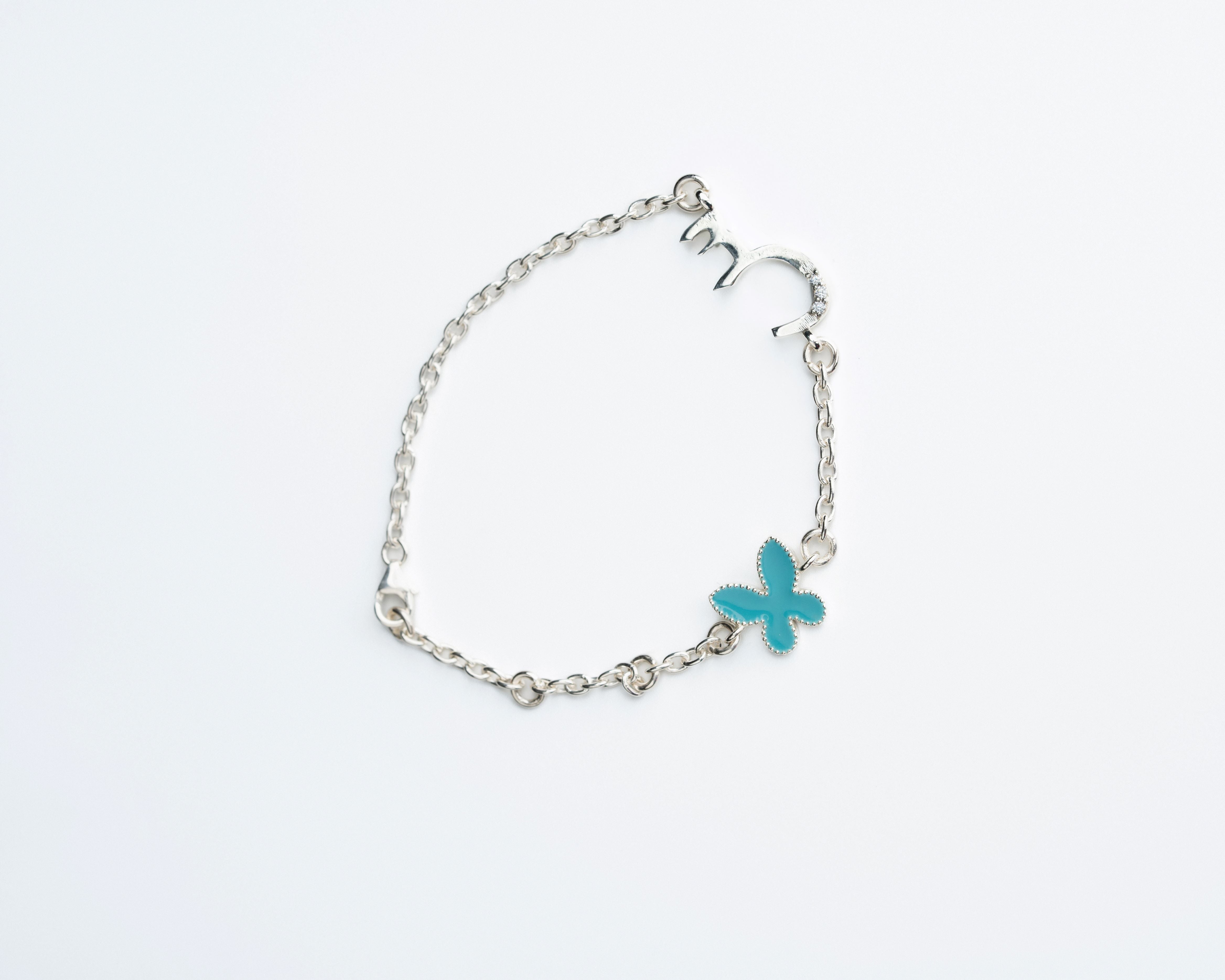 Butterfly Arabic Initial Bracelet Silver for Babies & Kids - Personalized Name Jewelry Gift for Birthdays, Eid & Special Occasions