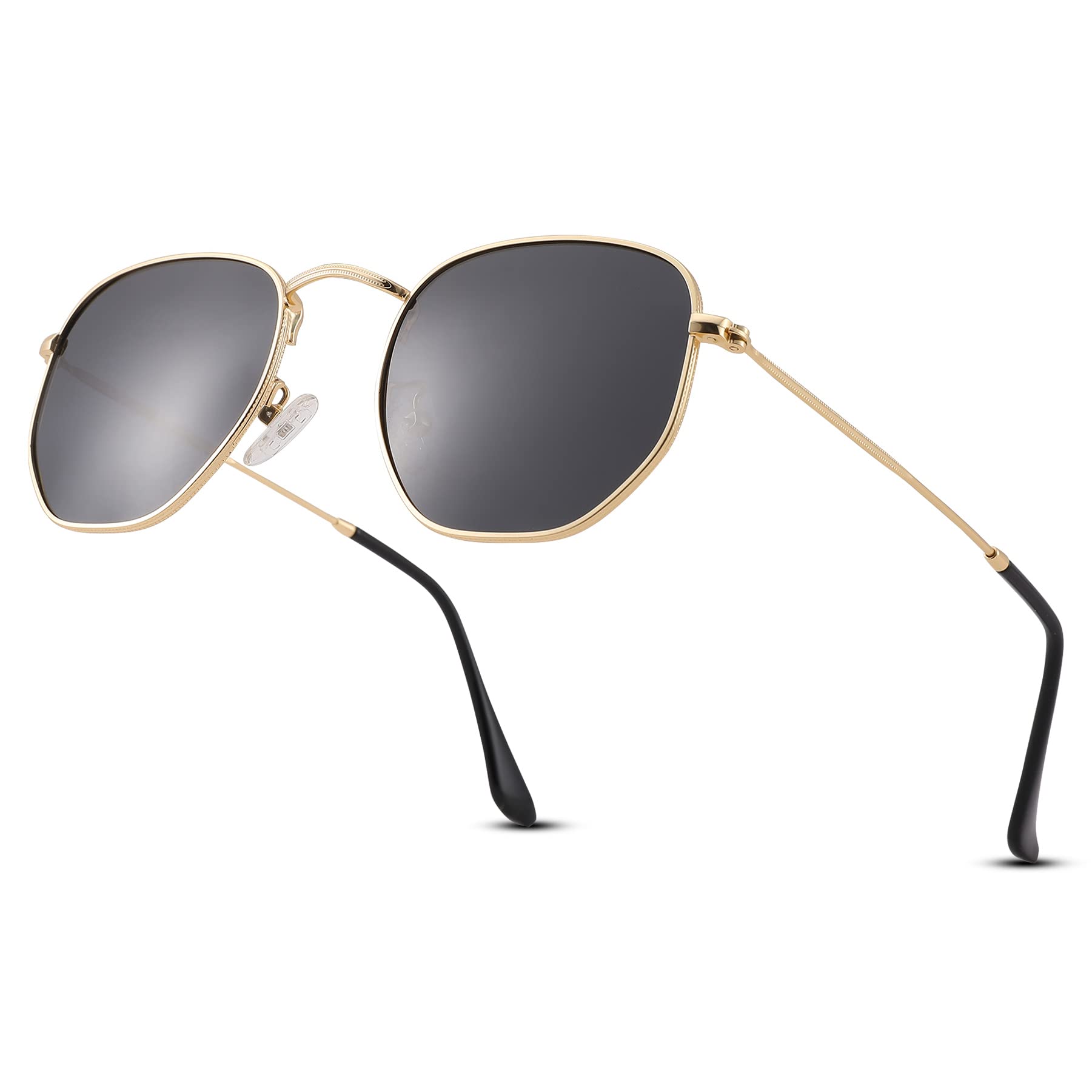 Acme Polarized Hexagon Sunglasses for Women & Men - UV Protection Square Metal Frame Sunglasses for Driving, Beach & Outdoor Activities