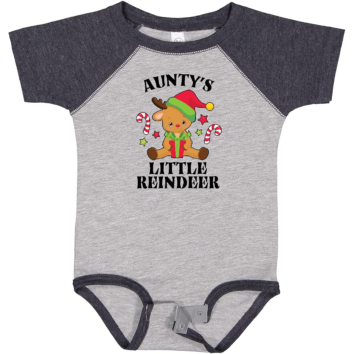 Inktastic Christmas Aunty's Little Reindeer with Candy Canes Baby Bodysuit - Cute Holiday Outfit for Infants & Toddlers - Perfect for Family Photos, Christmas Parties & Festive Celebrations