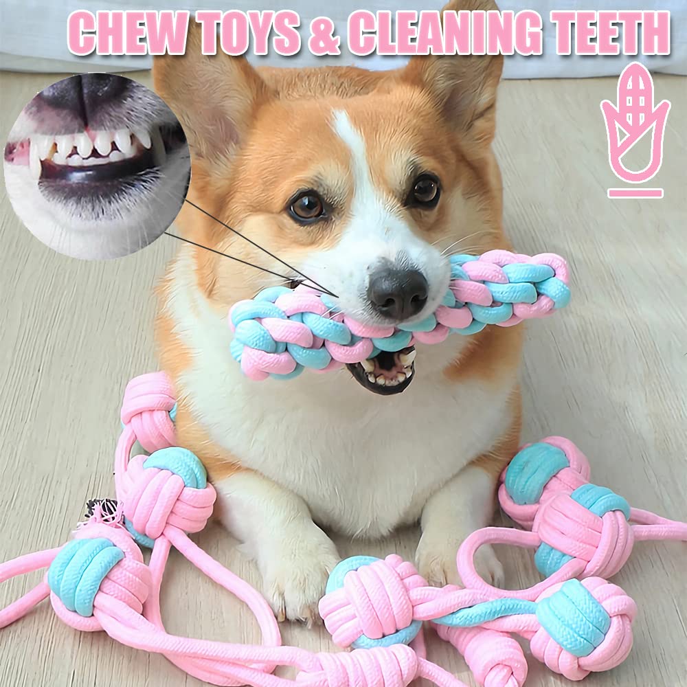 Speedy Panther 7Pcs Natural Cotton Dog Rope Toys for Small & Medium Dogs - Puppy Chew Toys & Teething Toys for Puppies 8+ Weeks - Durable Tug Toys for Indoor & Outdoor Play, Training & Bonding